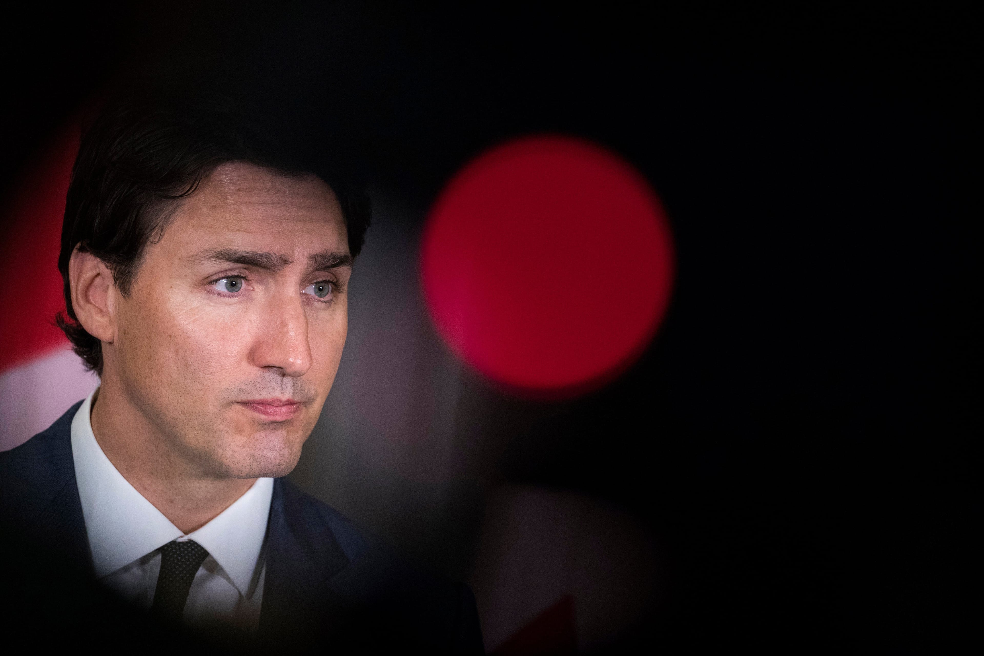 Canadian Prime Minister Justin Trudeau speaks during a news conference at the Canadian Consulate General in New York City on May 17, 2018. (Drew Angerer/Getty Images)