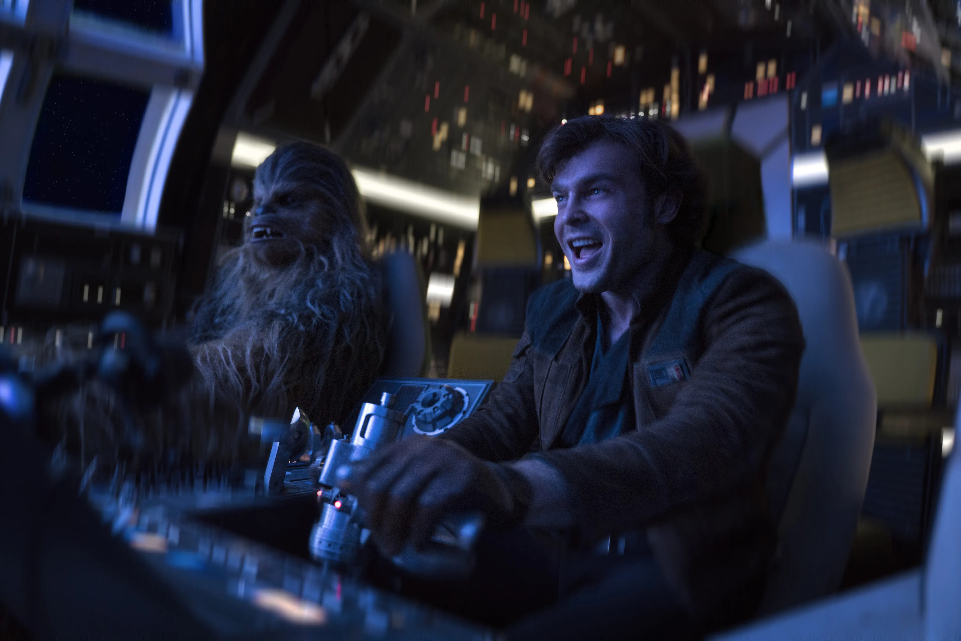 Joonas Suotamo is Chewbacca and Alden Ehrenreich is Han Solo in 'Solo: A Star Wars Story.' (Walt Disney Studios/Lucasfilm)