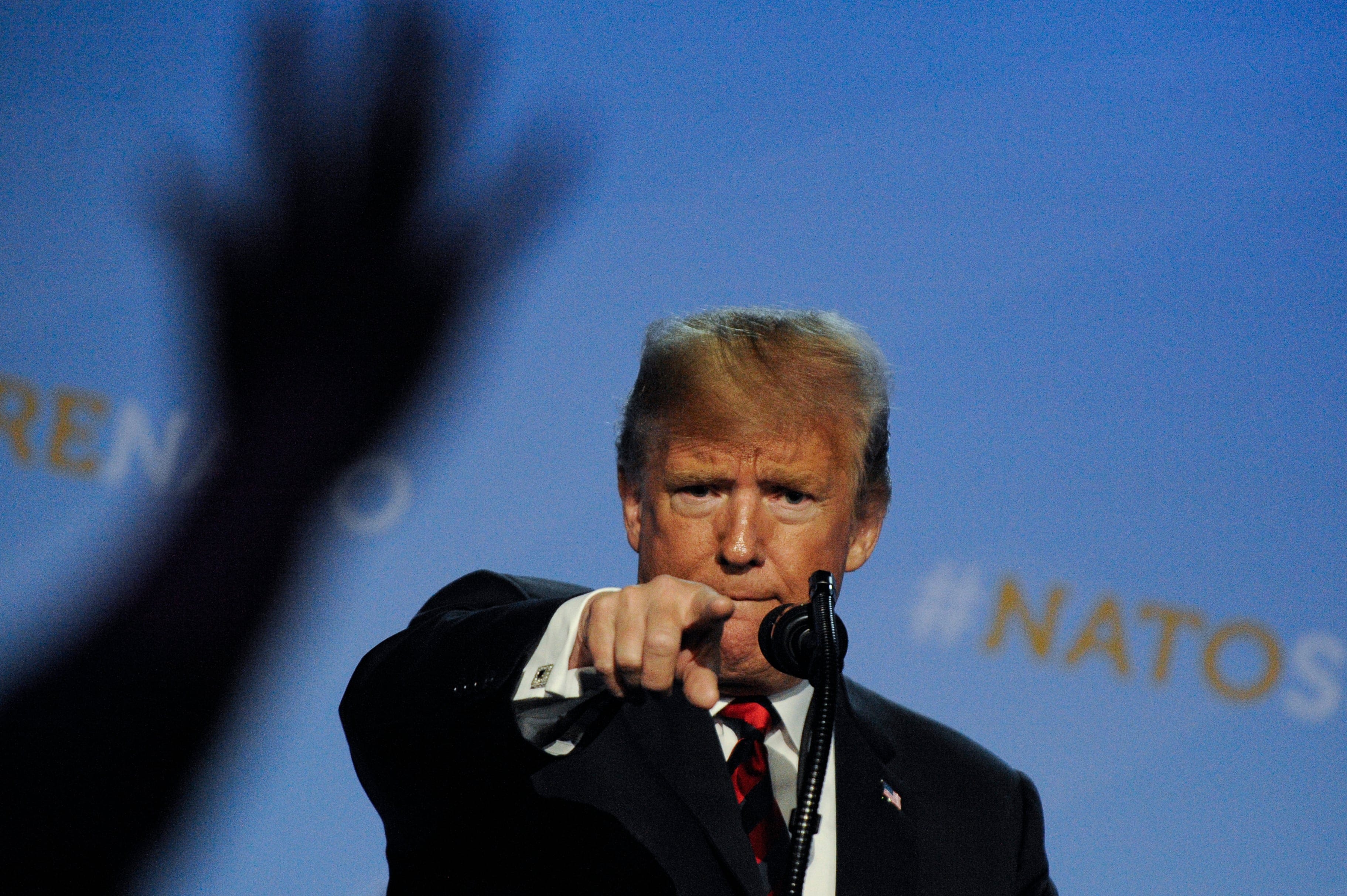 U.S. President Donald Trump is seen during his press conference at the 2018 NATO Summit in Brussels, Belgium on July 12, 2018. (Jaap Arriens/NurPhoto via Getty Images)