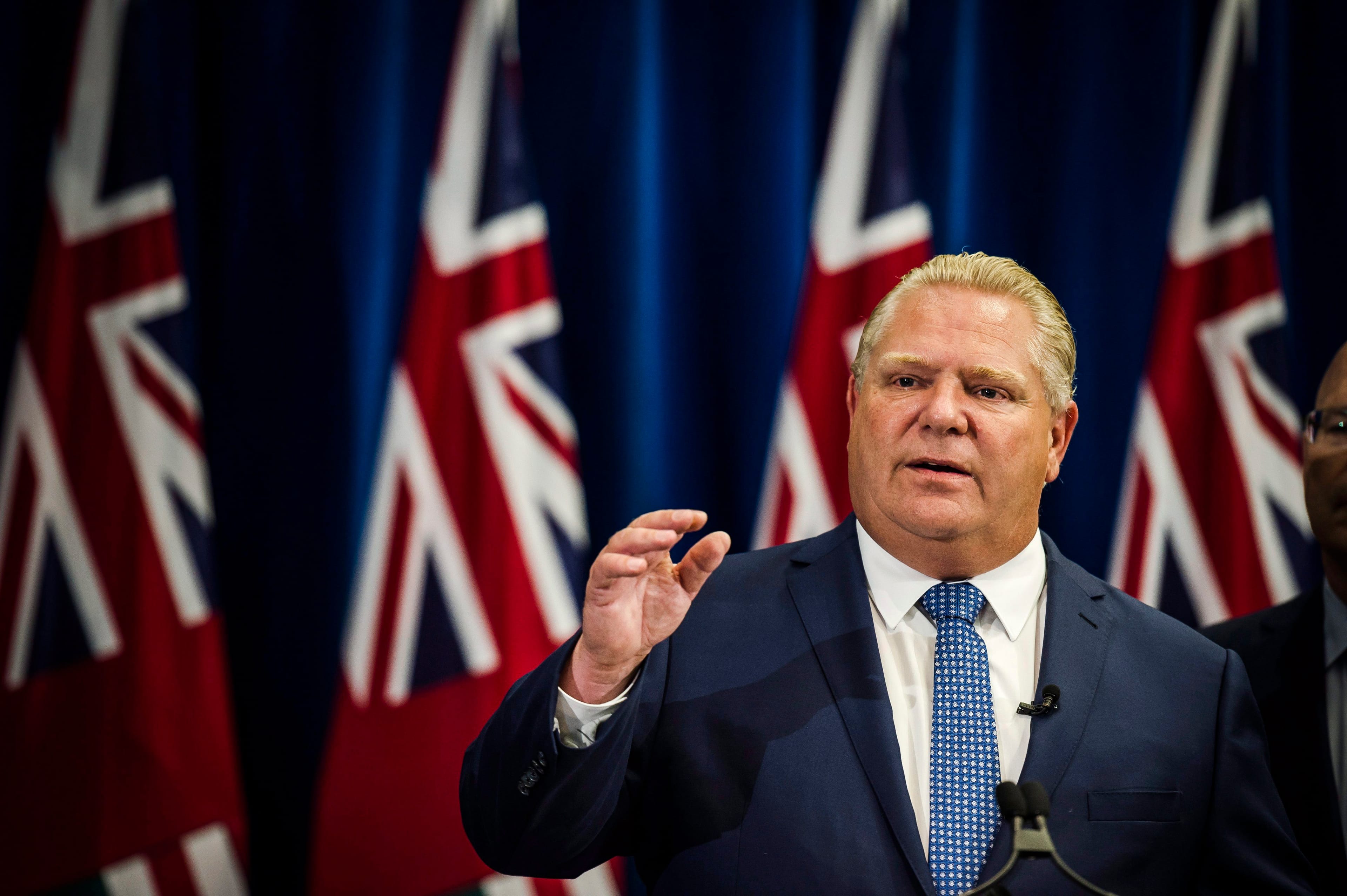 Ontario Premier Doug Ford makes an announcement at Queen's Park in Toronto, on Friday, July 27, 2018. Ford says he will significantly reduce the number of Toronto city councillors just months before the fall municipal election.THE CANADIAN PRESS/Christopher Katsarov