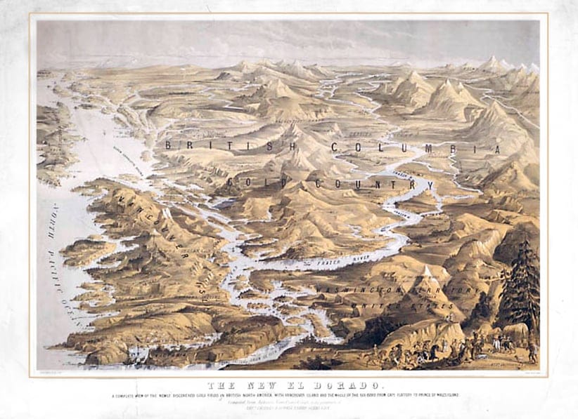 B.C. was viewed as the "New El Dorado" by gold-seeking Americans who flooded the colony, prompting Governor James Douglas to assert the Crown's authority
(Library and Archives Canada/Wikimedia)