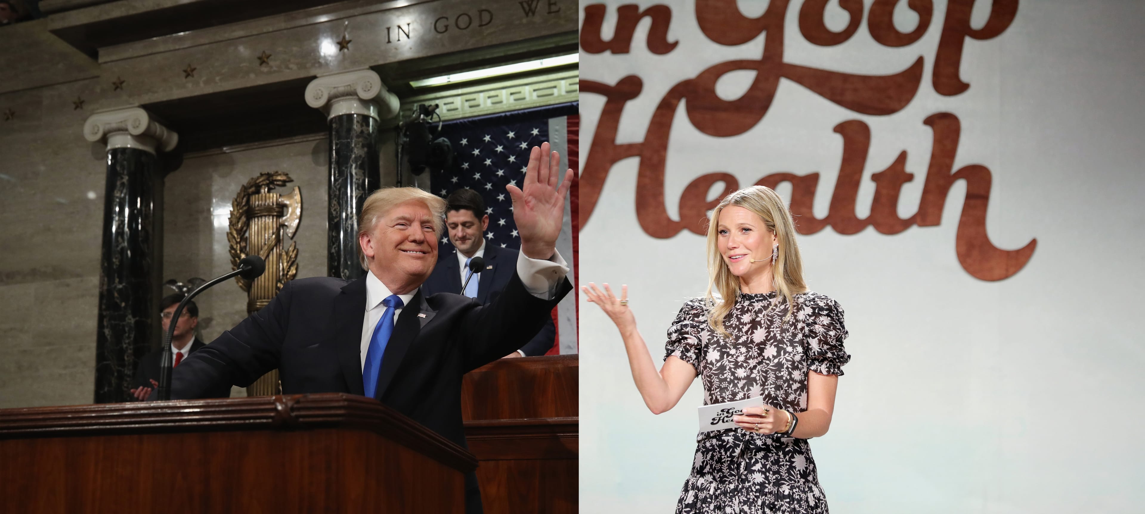 President Trump and Gwyneth Paltrow. (Getty Images)