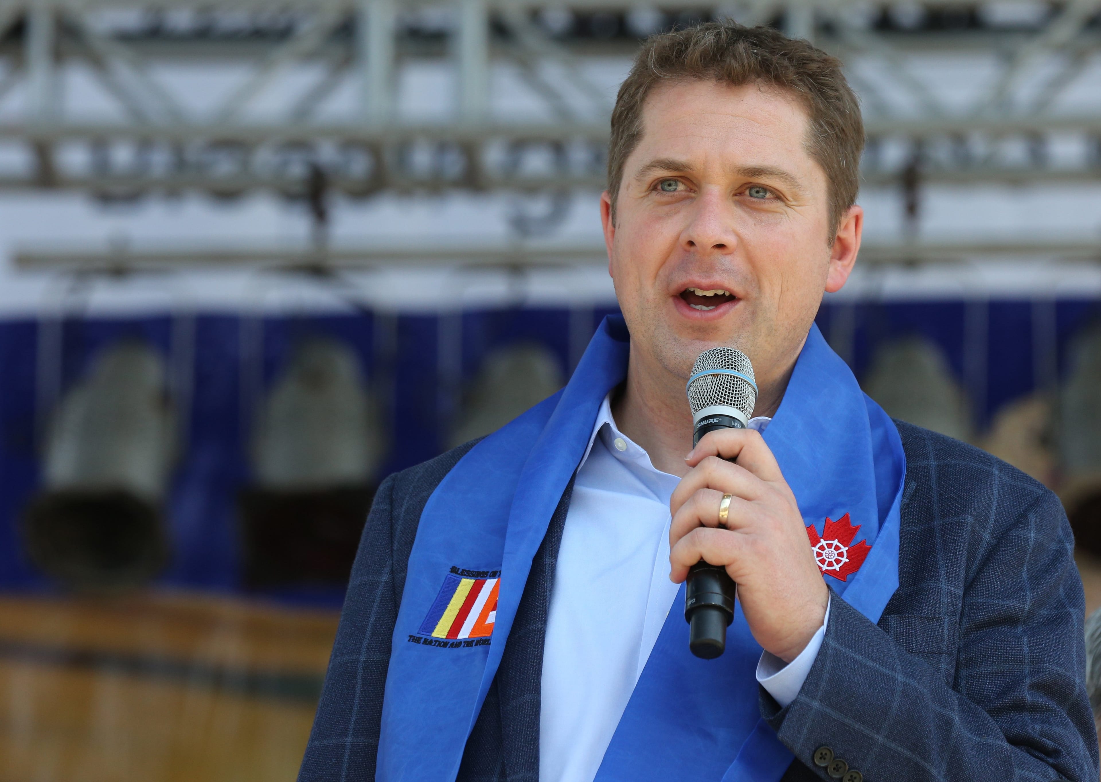 Official Opposition and Conservative Party leader Andrew Scheer speaks during Vesak celebrations in Mississauga, Ontario, Canada, on May 27, 2018.(Creative Touch Imaging Ltd./NurPhoto via Getty Images)
