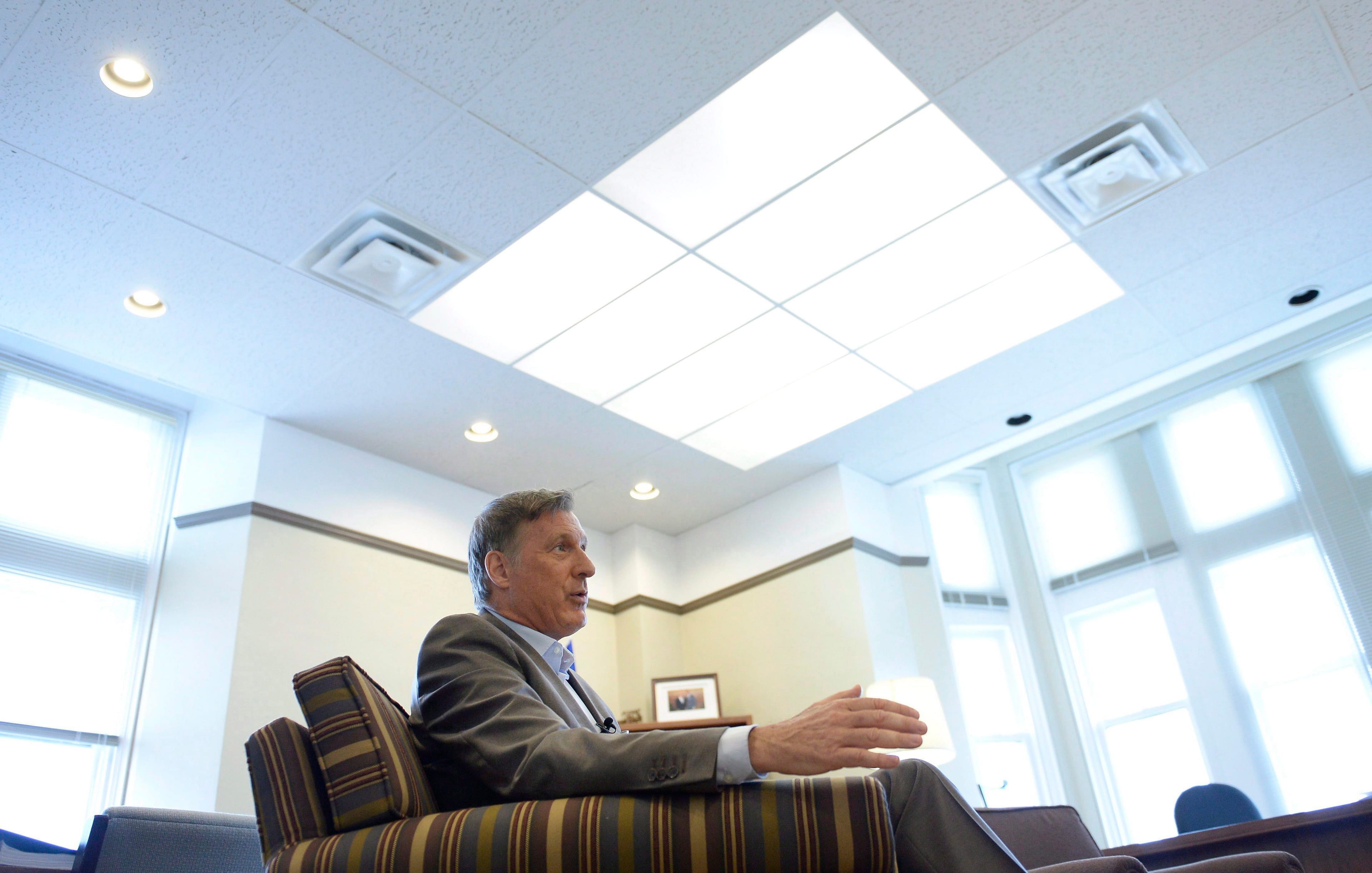 Conservative MP Maxime Bernier participates in an interview with The Canadian Press in his office on Parliament Hill in Ottawa on Wednesday, Aug. 1, 2018. THE CANADIAN PRESS/Justin Tang