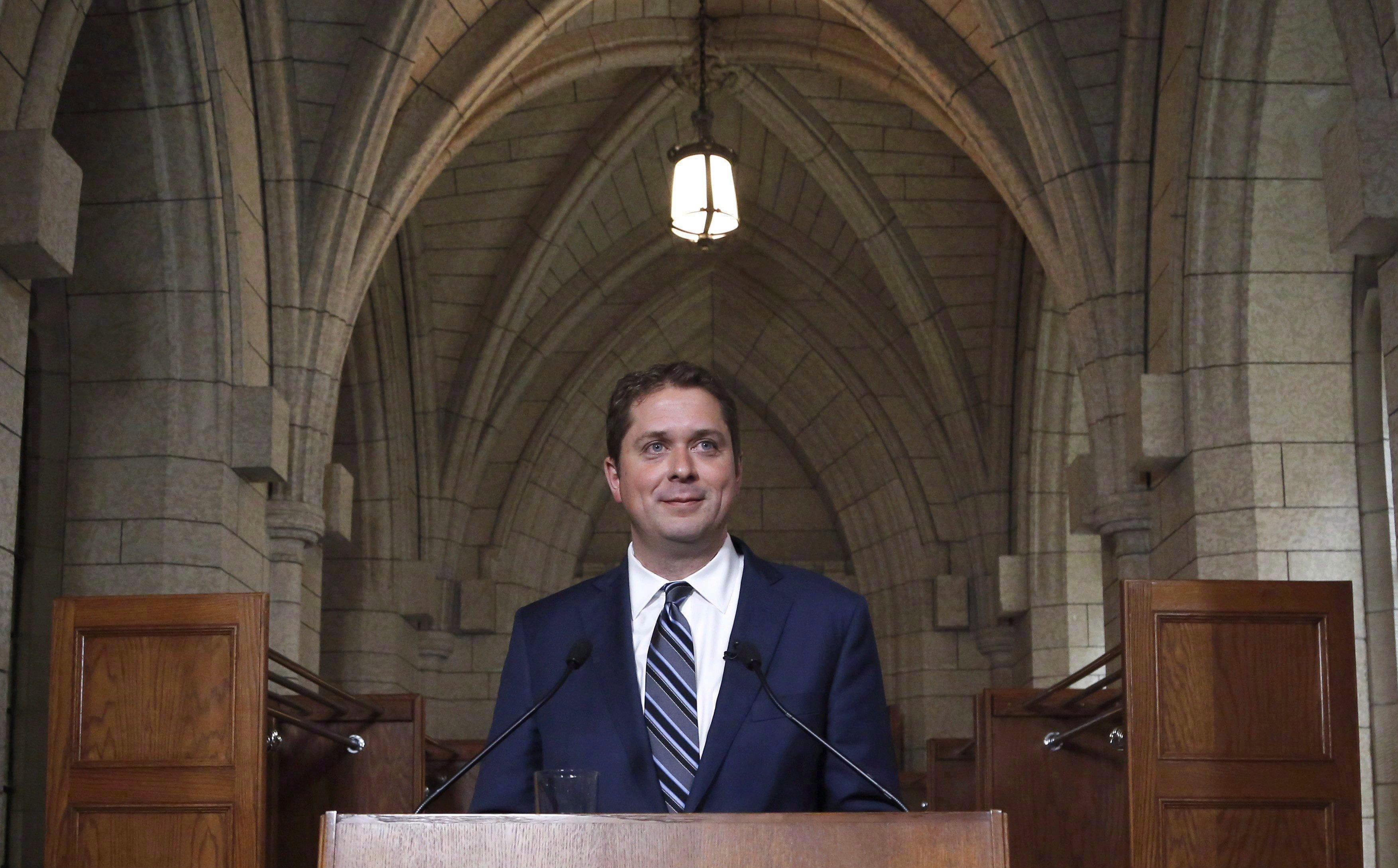 Conservative leader Andrew Scheer speaks to reporters after a caucus meeting on Parliament Hill in Ottawa on Wednesday, June 6, 2018. (Patrick Doyle/CP)