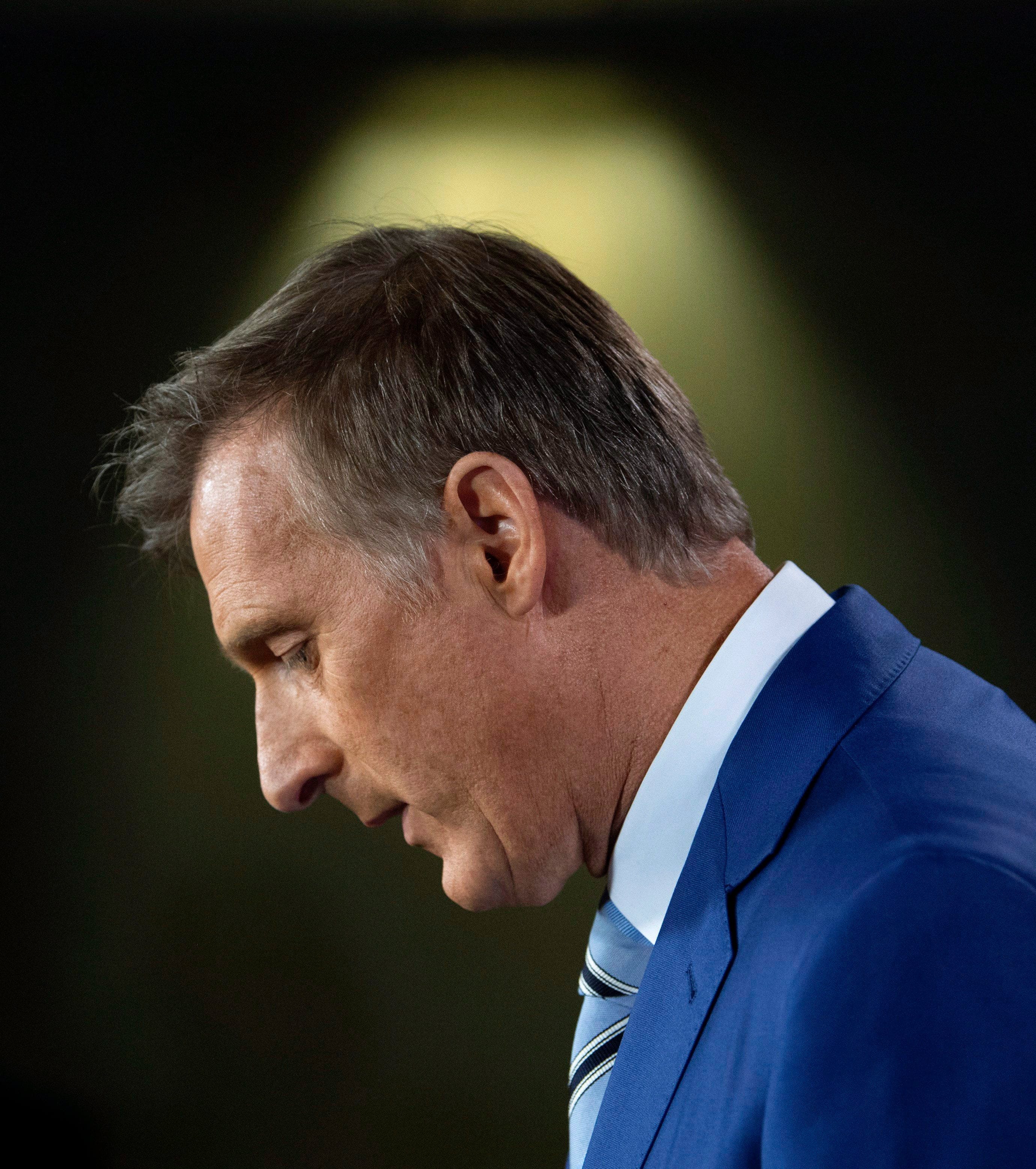 Maxime Bernier announces he will leave the Conservative party during a news conference in Ottawa, Thursday August 23, 2018. THE CANADIAN PRESS/Adrian Wyld
