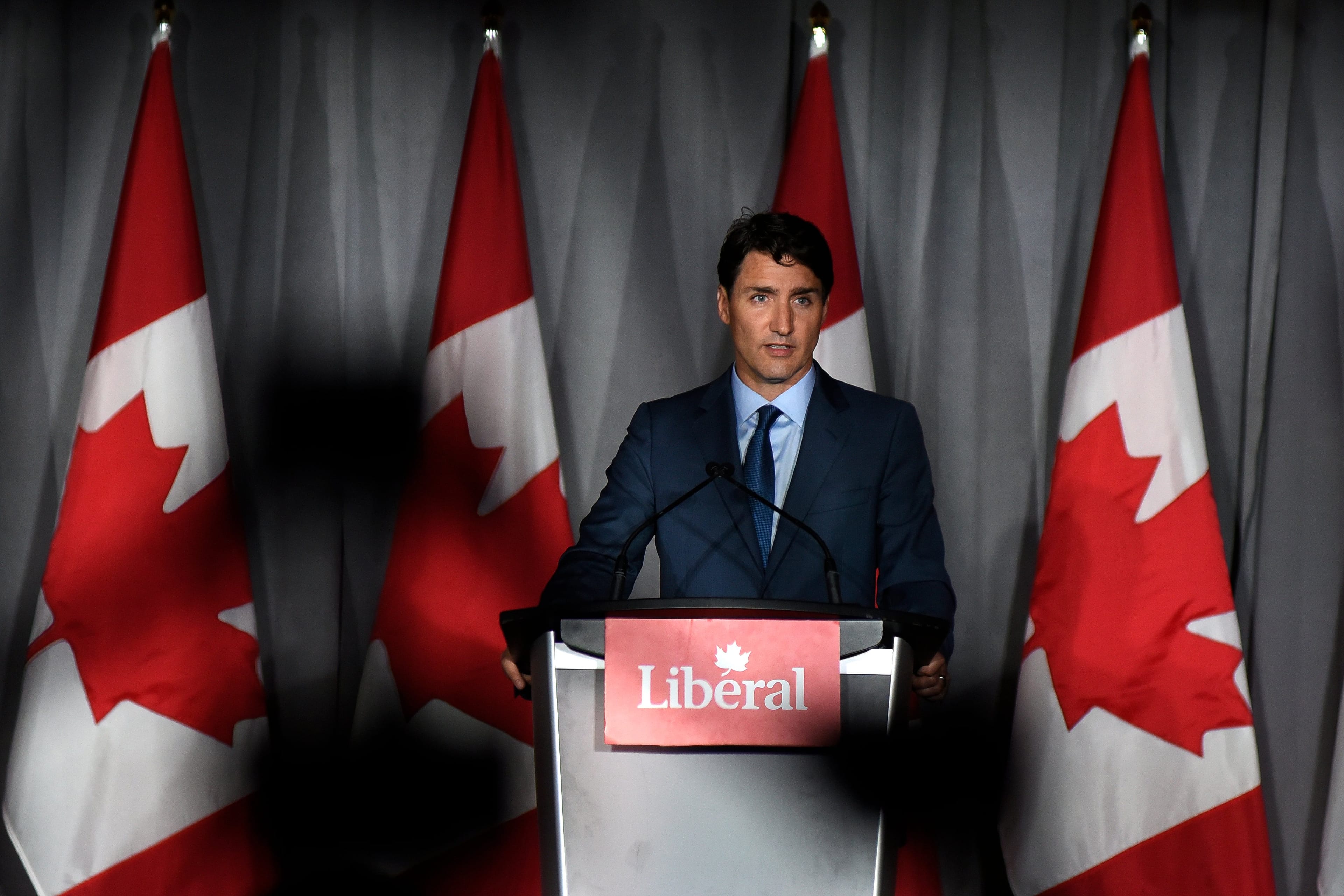 Justin Trudeau, Leader of the Liberal Party of Canada, speaking to supporters at a Liberal fundraising event in Brampton, Canada on July 5, 2018. (Photo by Arindam Shivaani/NurPhoto via Getty Images)