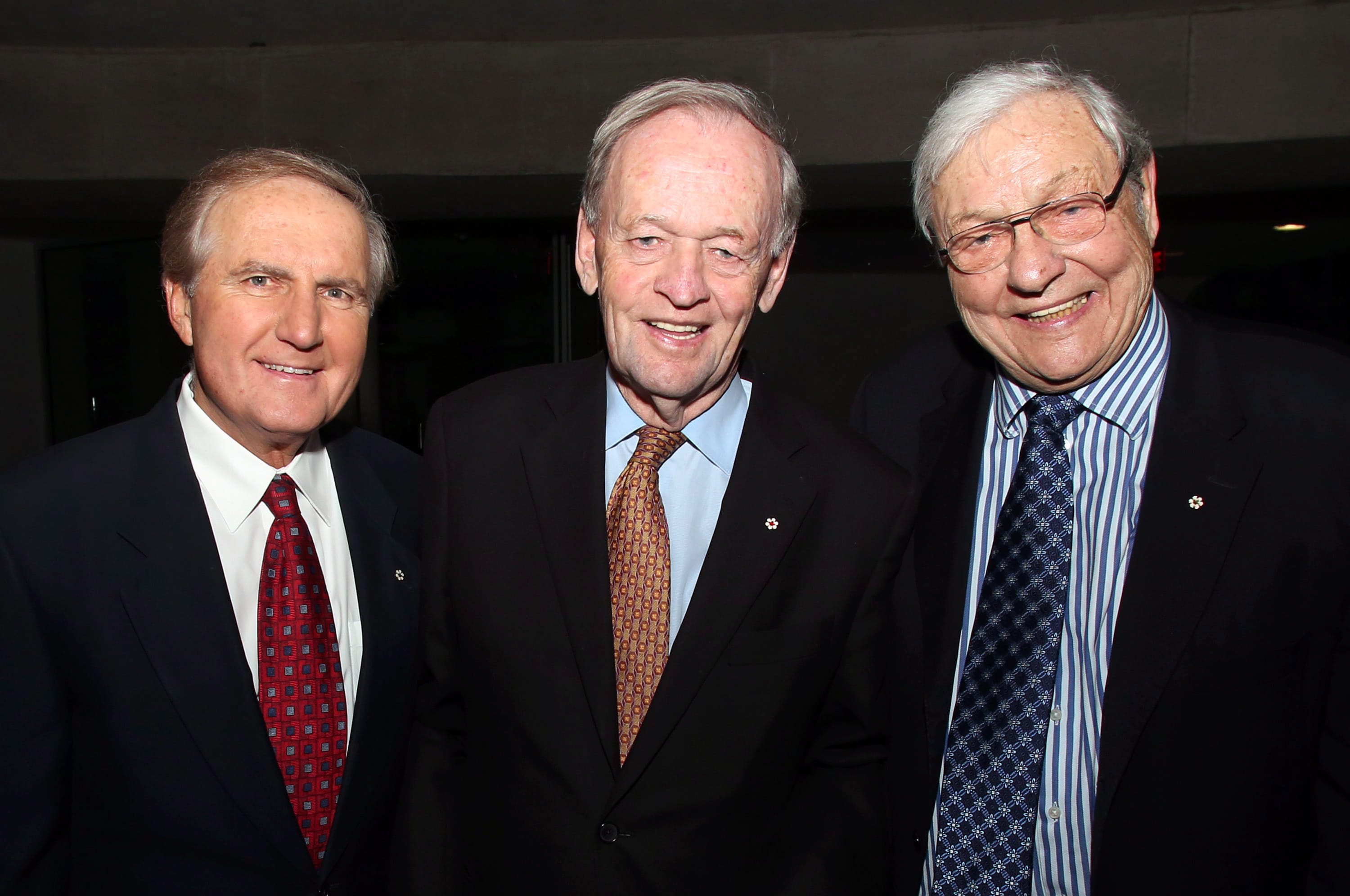 Roy Romanow, Jean Chretien and Roy McMurtry (left to right) are honoured at the Institute on Governance at the Modern Makers of Canada Awards dinner in Ottawa, Monday Dec. 10, 2012.
(THE CANADIAN PRESS/Fred Chartrand)