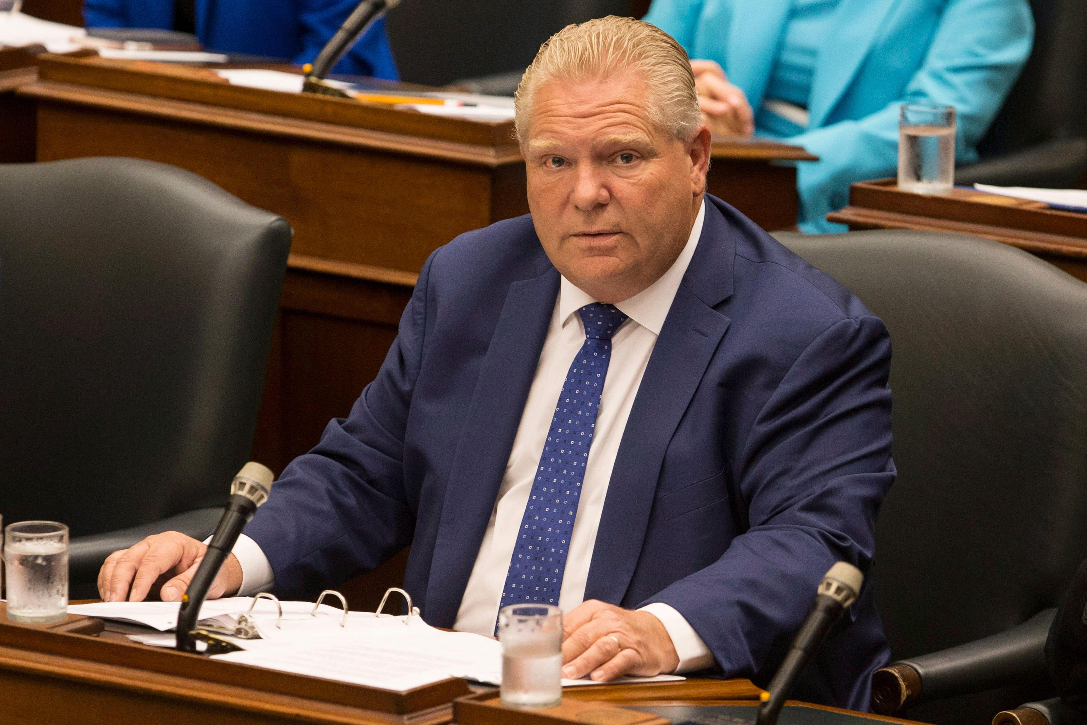Ontario Premier Doug Ford attends Question Period at the Ontario Legislature in Toronto, on Wednesday, September 12, 2018. THE CANADIAN PRESS/Chris Young
