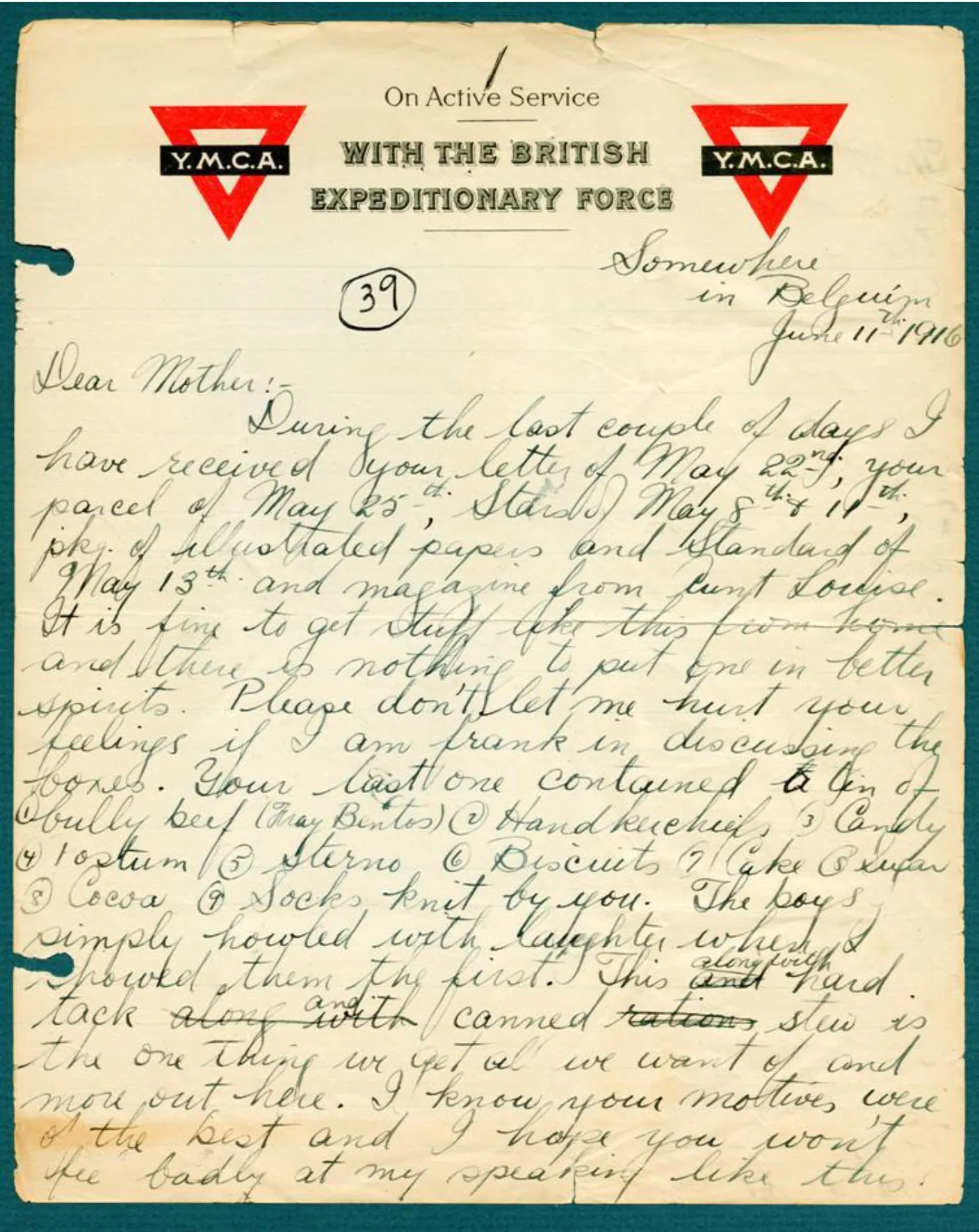 Letter home from Pte. Antliff. (Canadian War Museum)