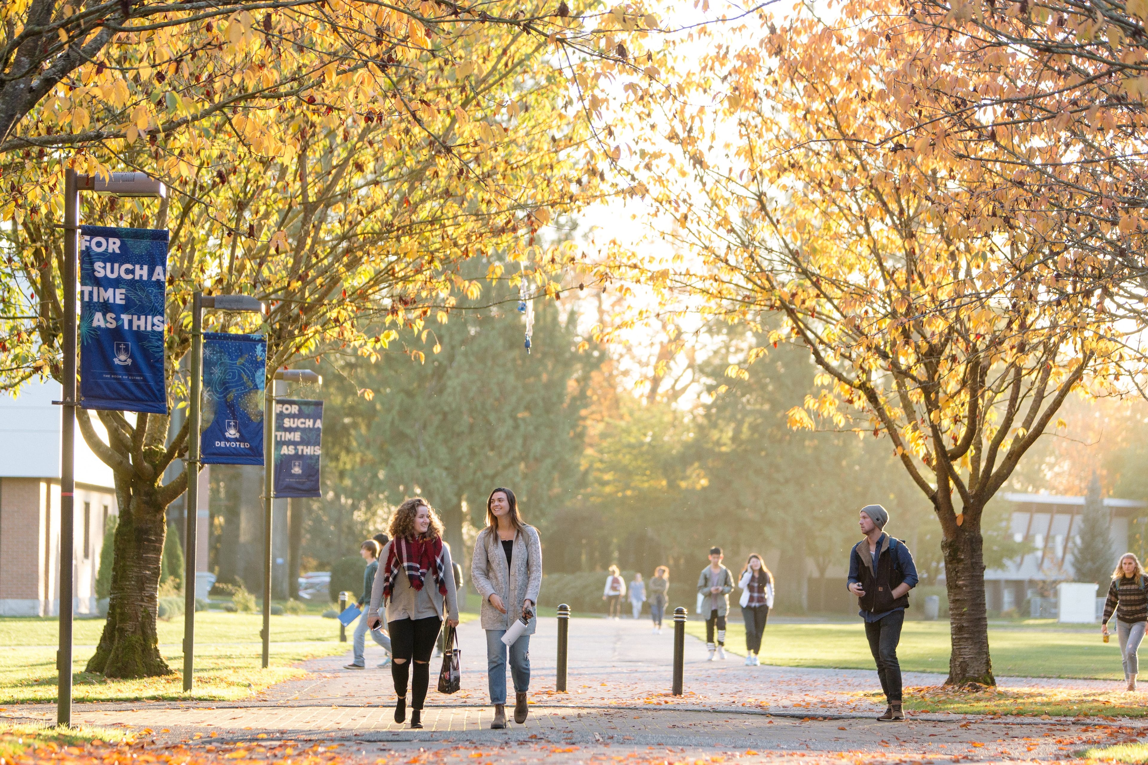 Students walking on campus at Trinity Western University. (Trinity Western)