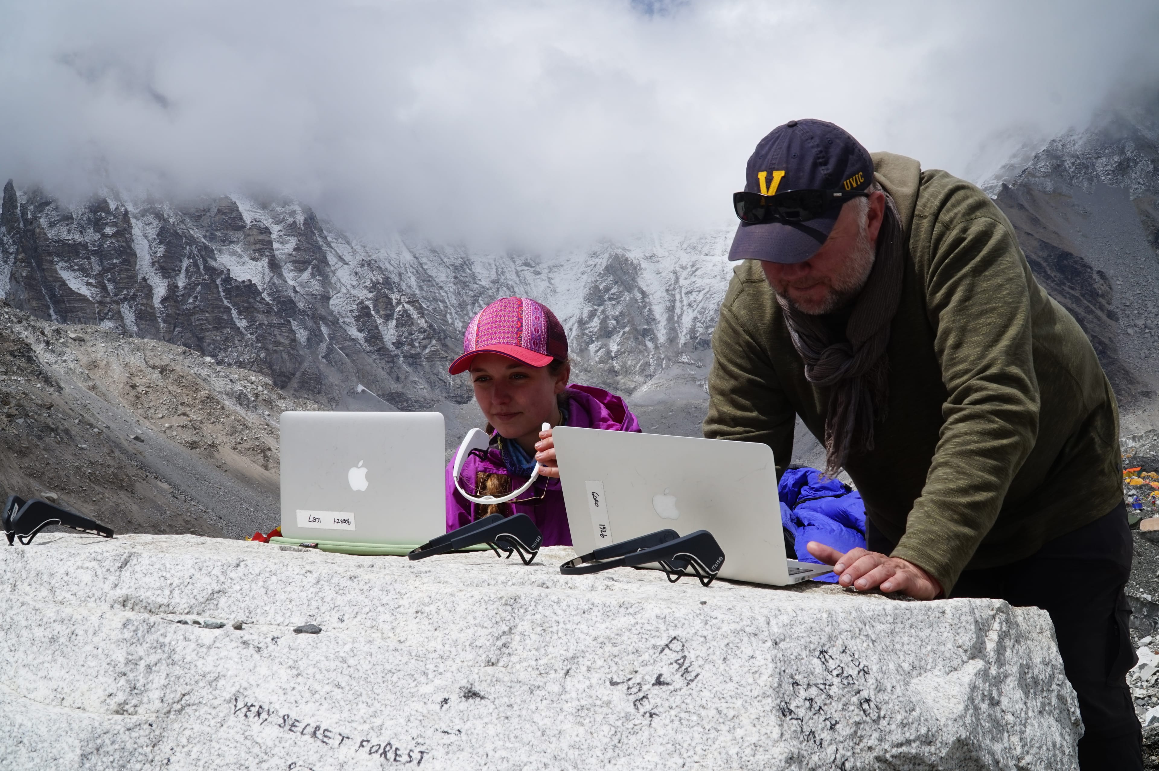 Undergraduate kinesiology student Breezy Beaudry and Prof. Olav Krigolson were part of a multi-university research project that trekked to Everest Base Camp to study the effects of high altitude on cognitive function. (UVic Photo Services)