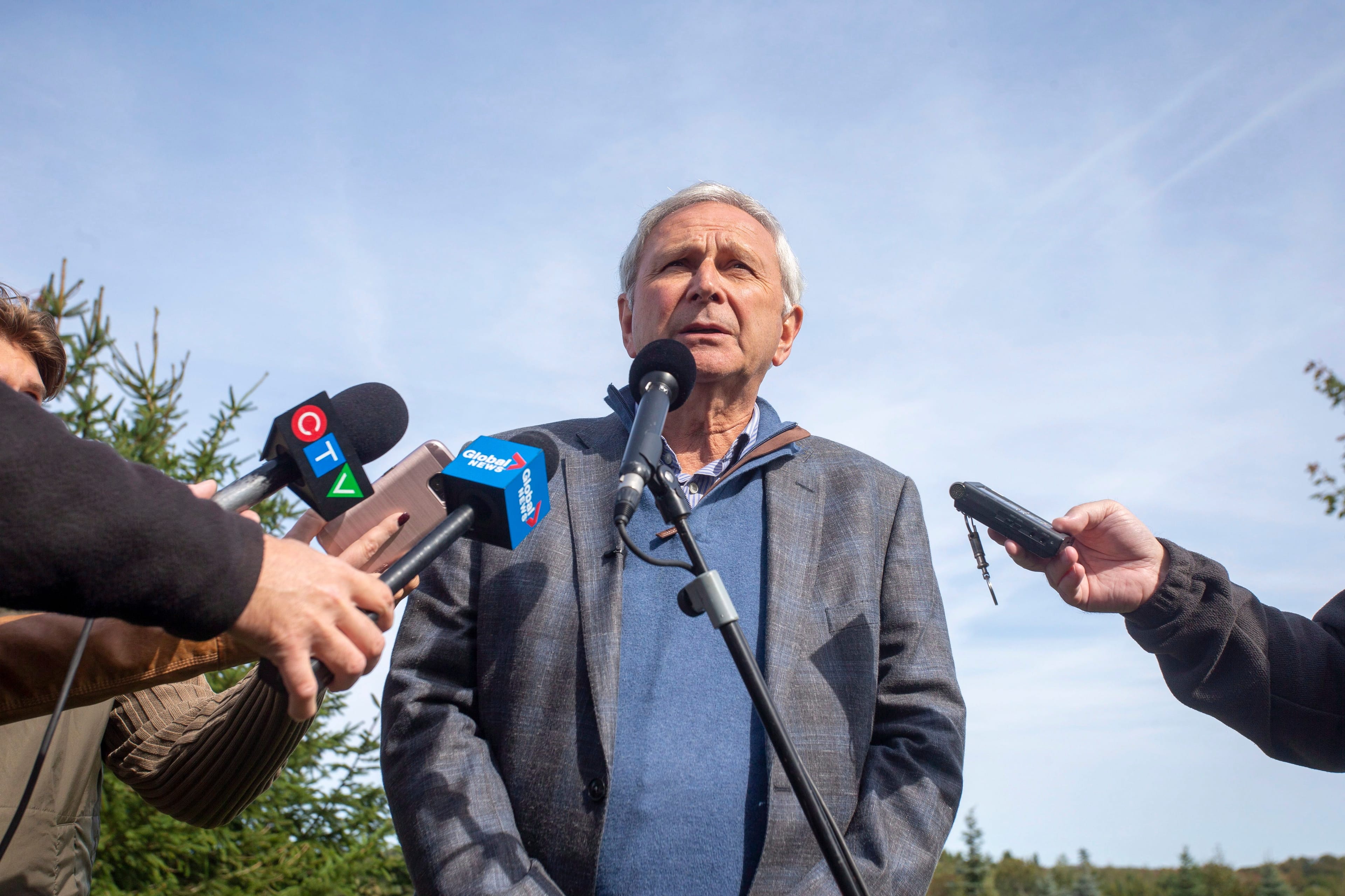 New Brunswick Progressive Conservative Leader Blaine Higgs speaks during a press conference in Quispamsis, N.B. on Tuesday, Sept. 25, 2018. (THE CANADIAN PRESS/James West)