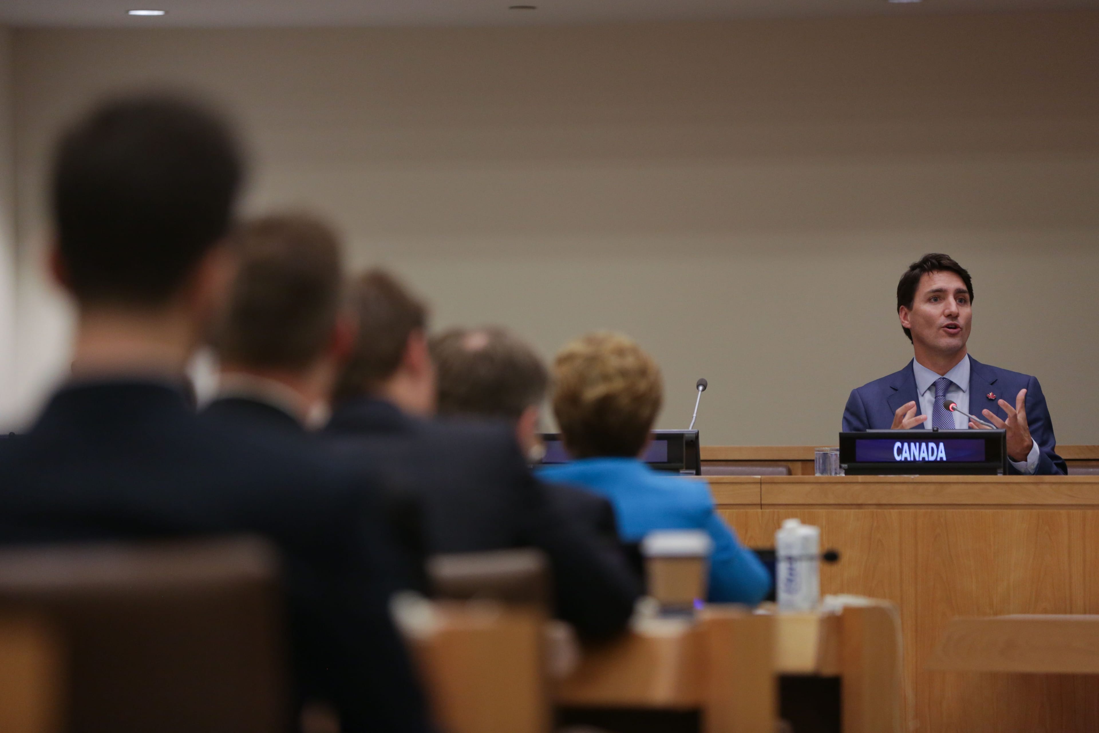 Canadian Prime Minister Justin Trudeau speaks during a Girl Education event at UN headquarters during the General Assembly of the United Nations in New York, September 25, 2018. (AMR ALFIKY / AFP/Getty Images)