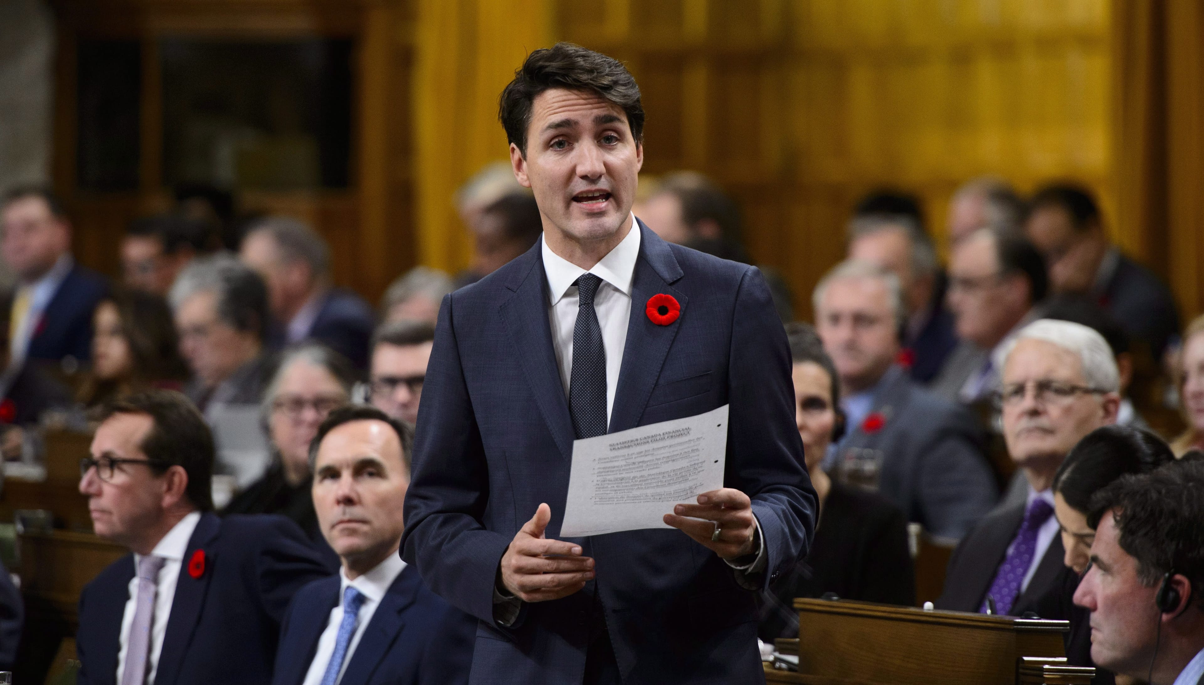 Prime Minister Justin Trudeau stands during question period in the House of Commons on Parliament Hill in Ottawa on Monday, Oct. 29, 2018. THE CANADIAN PRESS/Sean Kilpatrick
