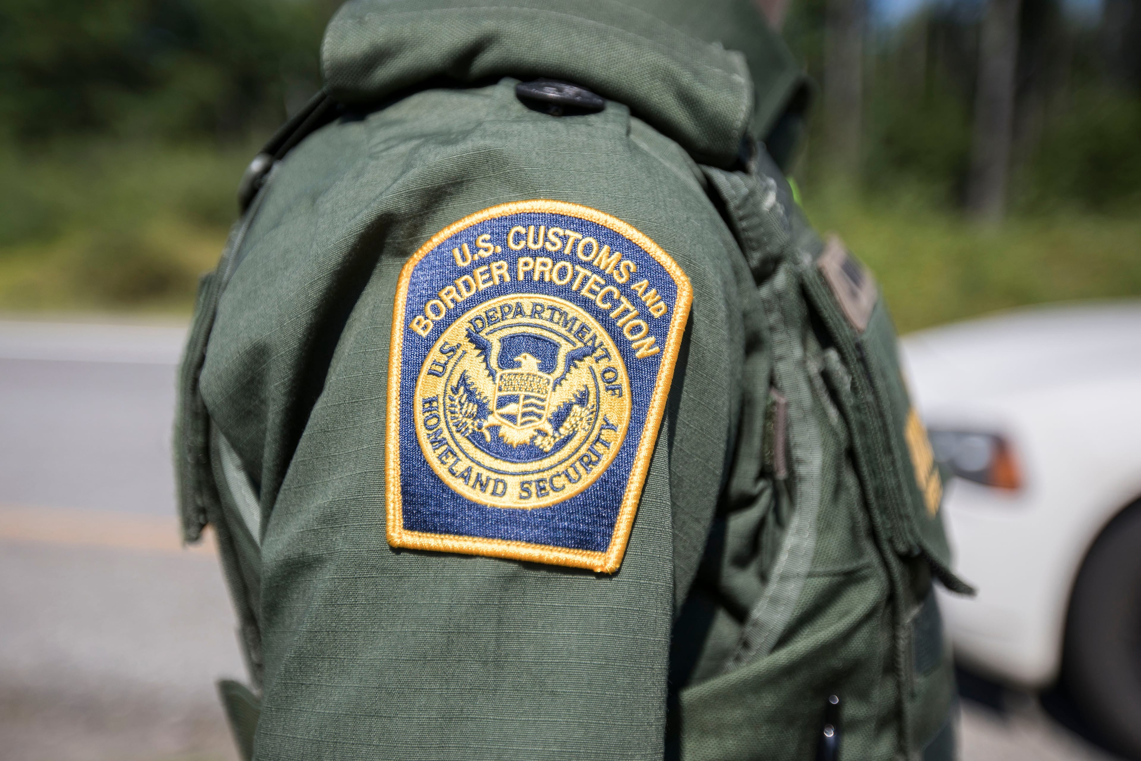 A patch on the uniform of a U.S. Border Patrol agent at a highway checkpoint on August 1, 2018 in West Enfield, Maine. (Scott Eisen/Getty Images)