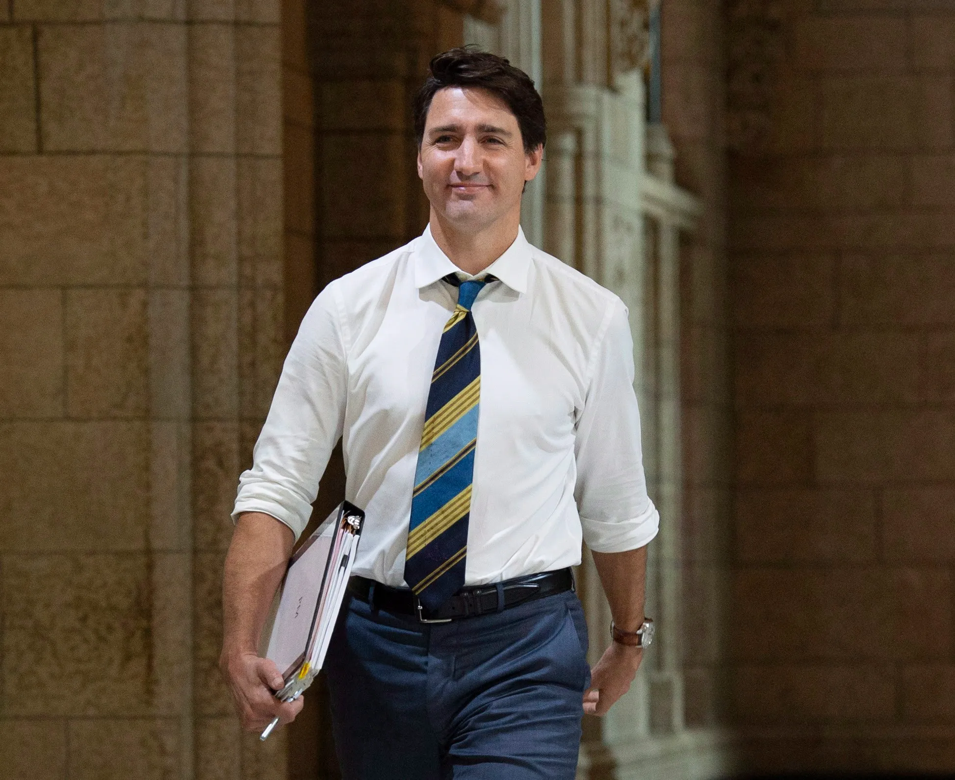 Canadian Prime Minister Justin Trudeau makes his way to caucus on Parliament Hill in Ottawa, Wednesday October 17, 2018. THE CANADIAN PRESS/Adrian Wyld