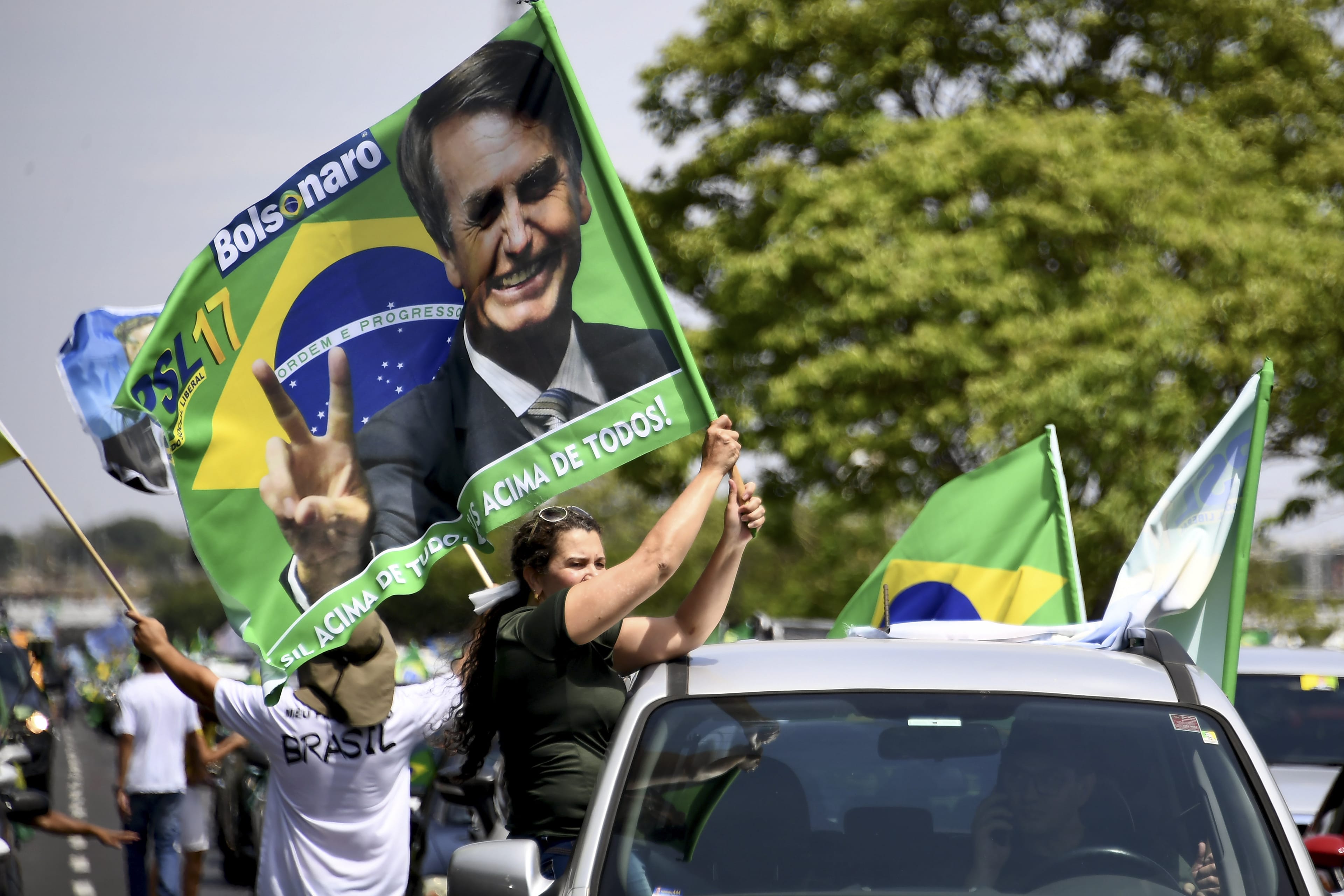 Supporters of Brazil's far-right presidential candidate Jair Bolsonaro in Brasilia, on Oct. 6, 2018. (Evaristo Sa/AFP/Getty Images)