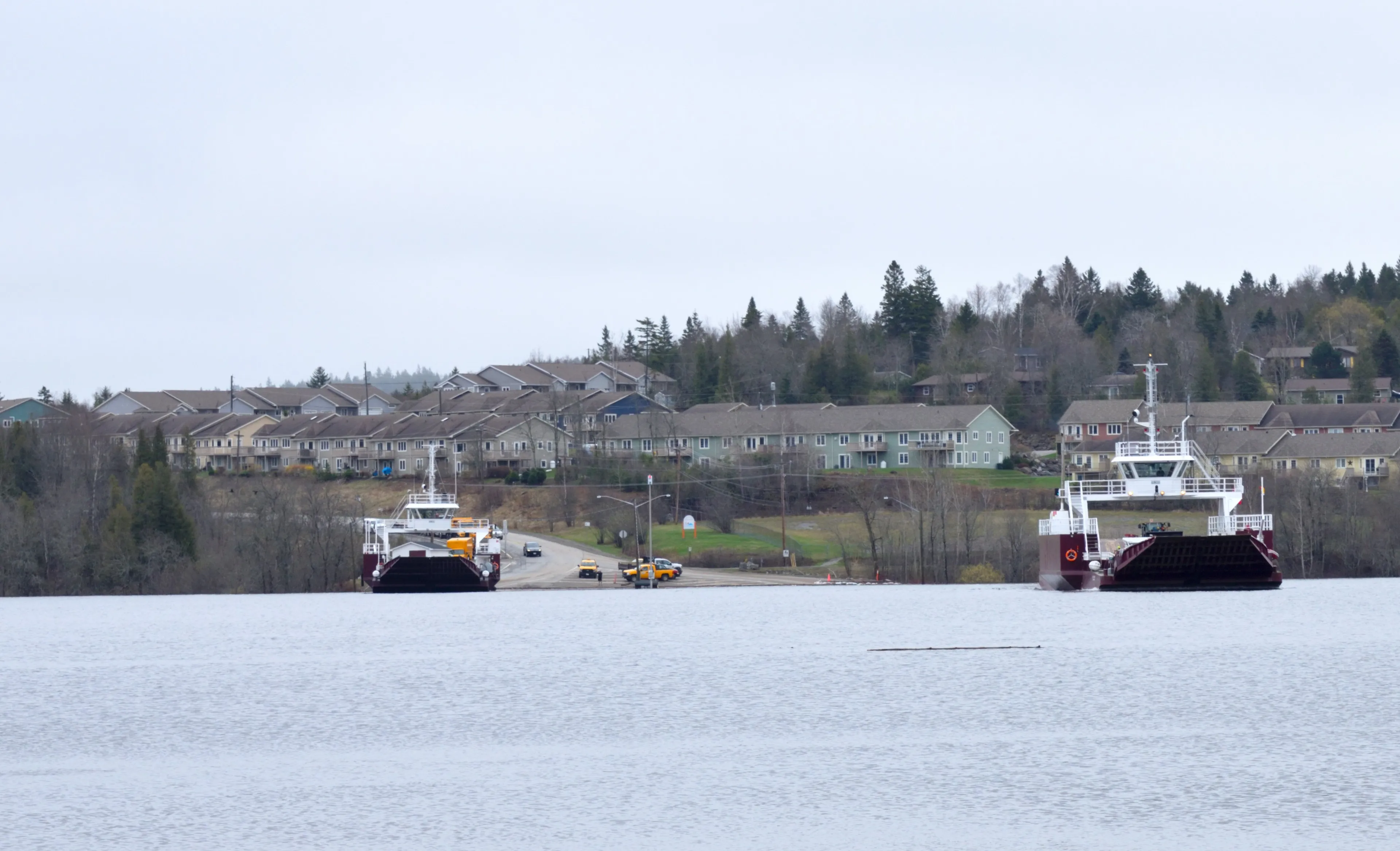 Gondola Point, New Brunswick / Canada - May 4 2018: Flooding at Gondola Point Ferry Landing Quispamsis New Brunswick Canada