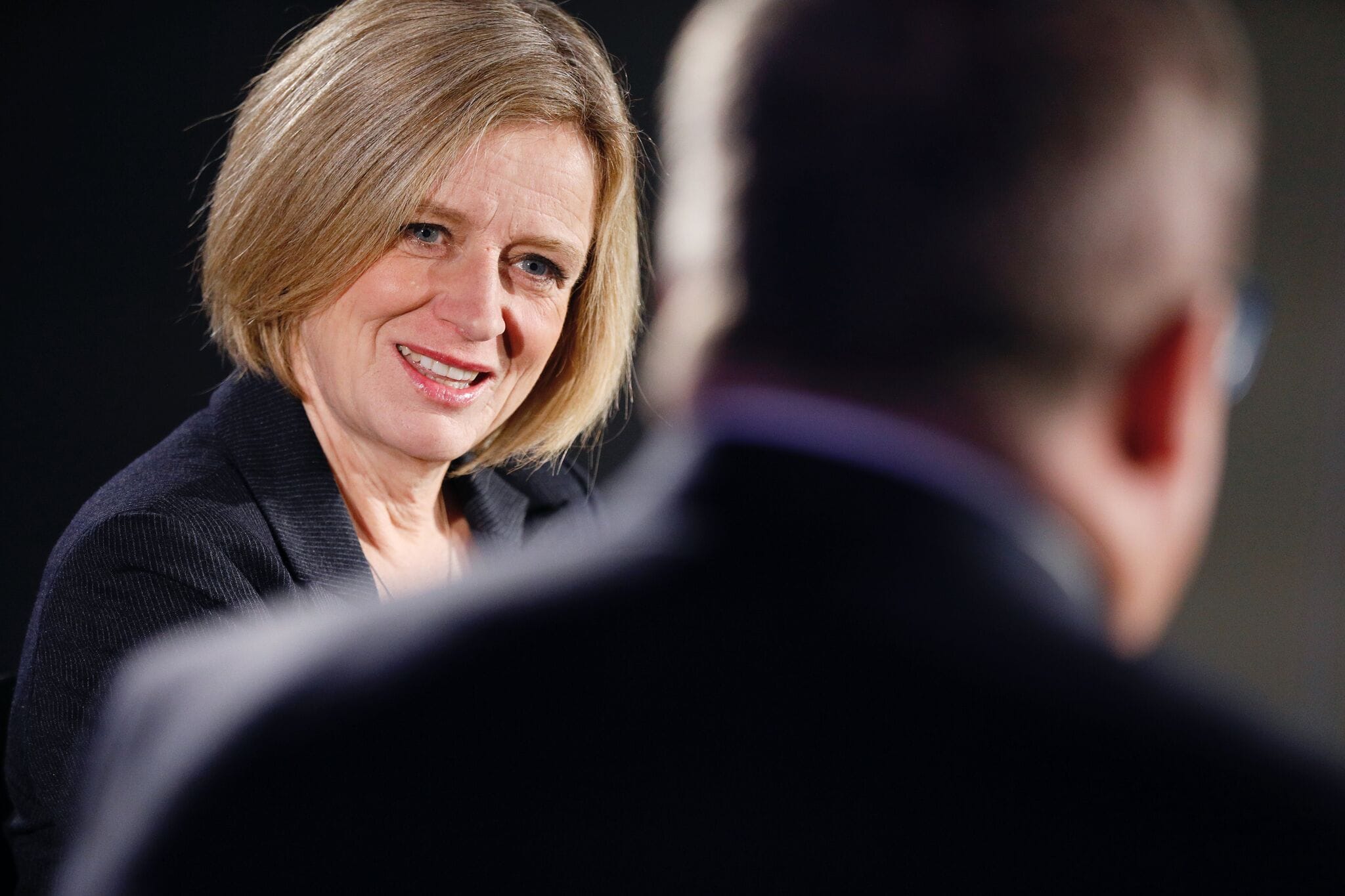 Alberta Premier Rachel Notley talks to Paul Wells at a Maclean's Live event at the National Arts Centre in Ottawa on Nov. 28, 2018 (Blair Gable)