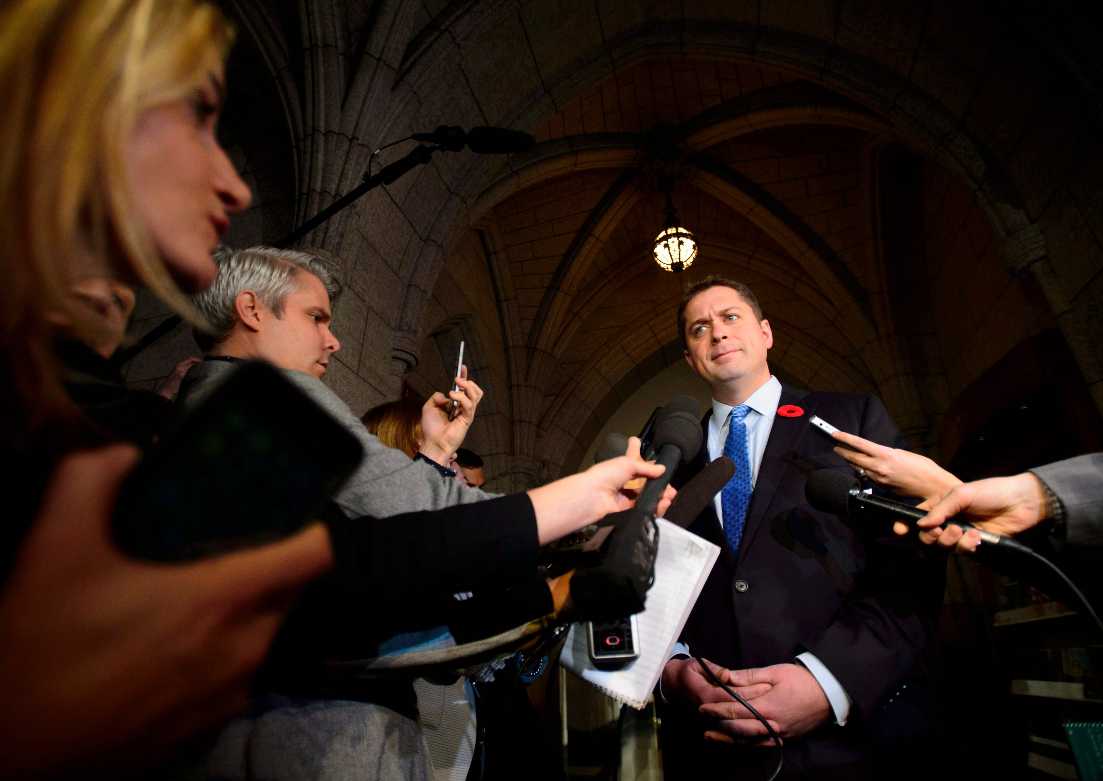 Conservative Leader Andrew Scheer speaks to media on Parliament Hill, Nov. 7, 2018. (Sean Kilpatrick/CP)