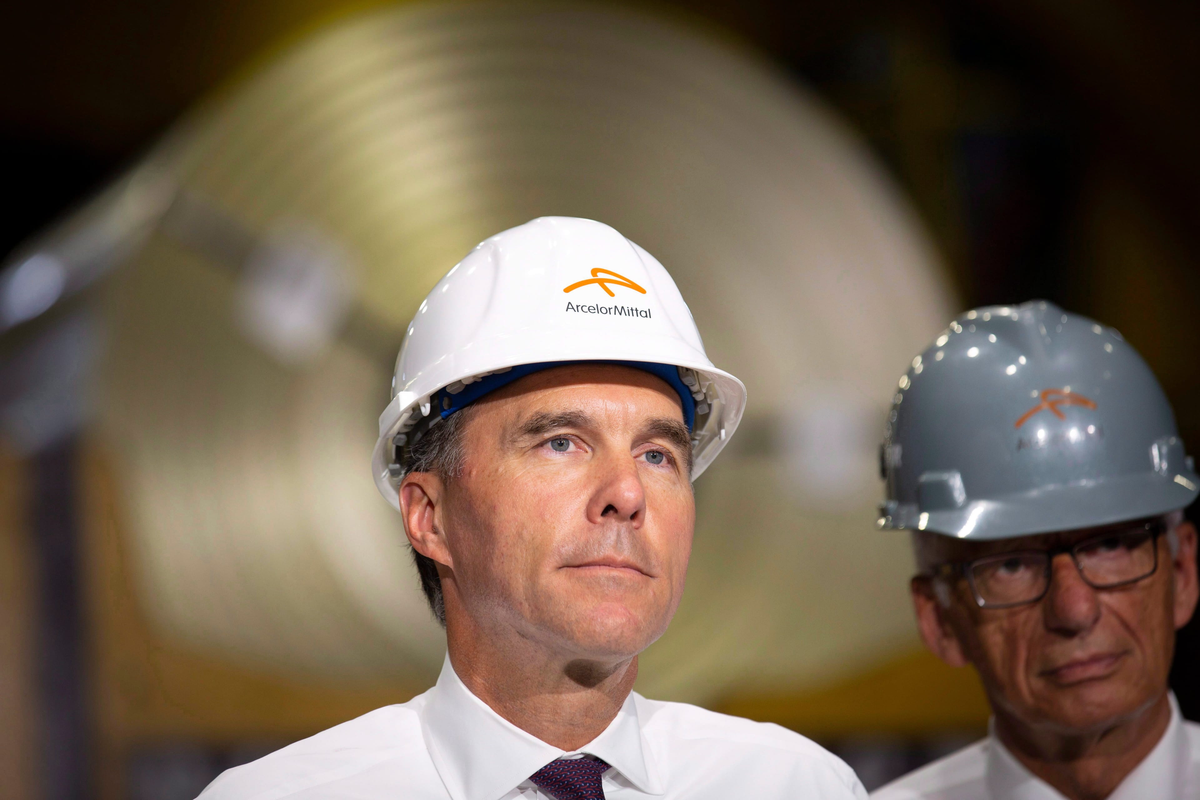 Finance Minister Bill Morneau speaks to the media after touring of one of ArcelorMittal Dofasco's galvanizing mills in Hamilton, Ont., on Tuesday, Aug. 14, 2018. (THE CANADIAN PRESS/Peter Power)