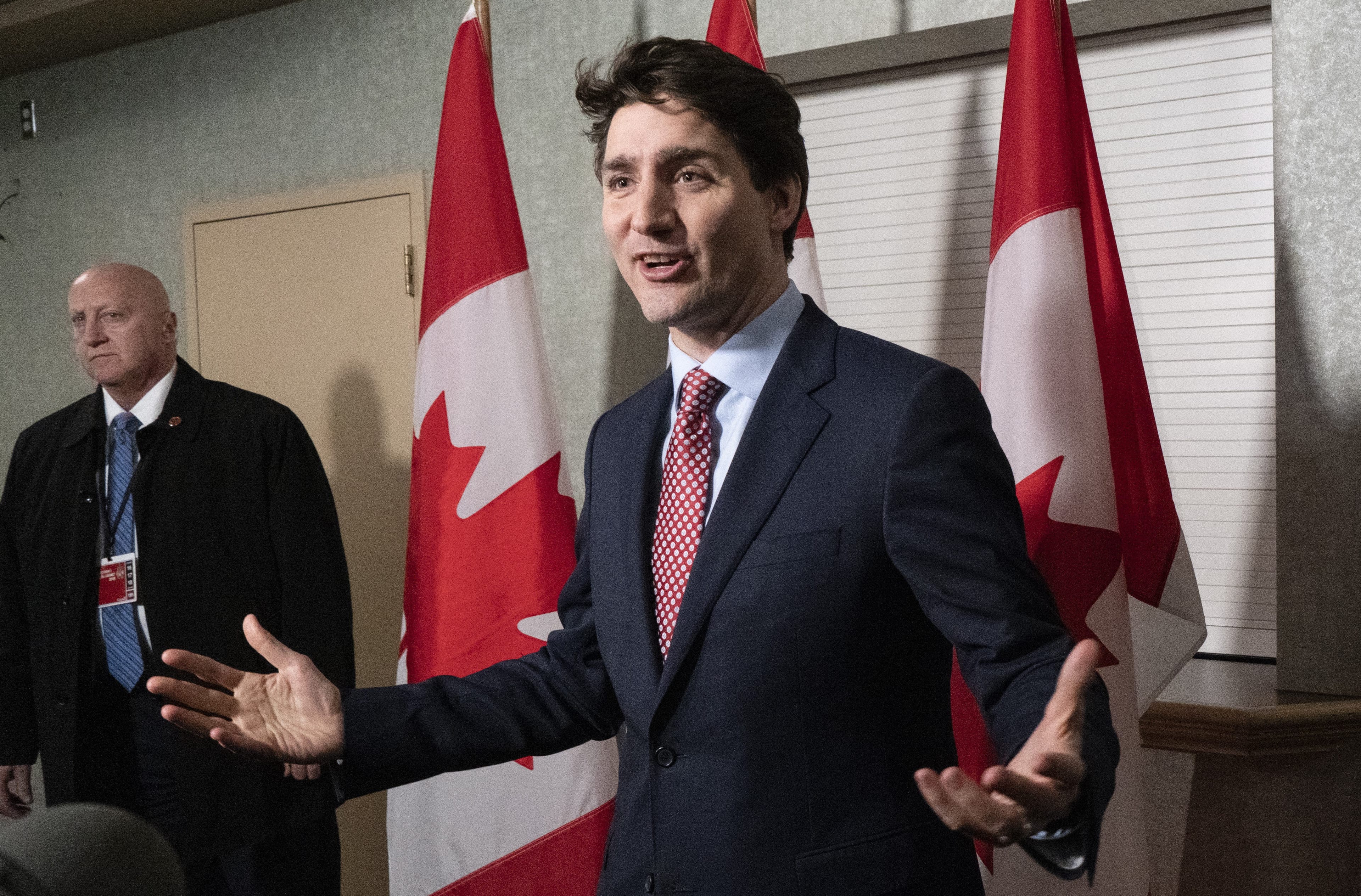 Trudeau arrives for a cabinet meeting in Sherbrooke, Que., on Wednesday, Jan. 16, 2019. (THE CANADIAN PRESS/Paul Chiasson)