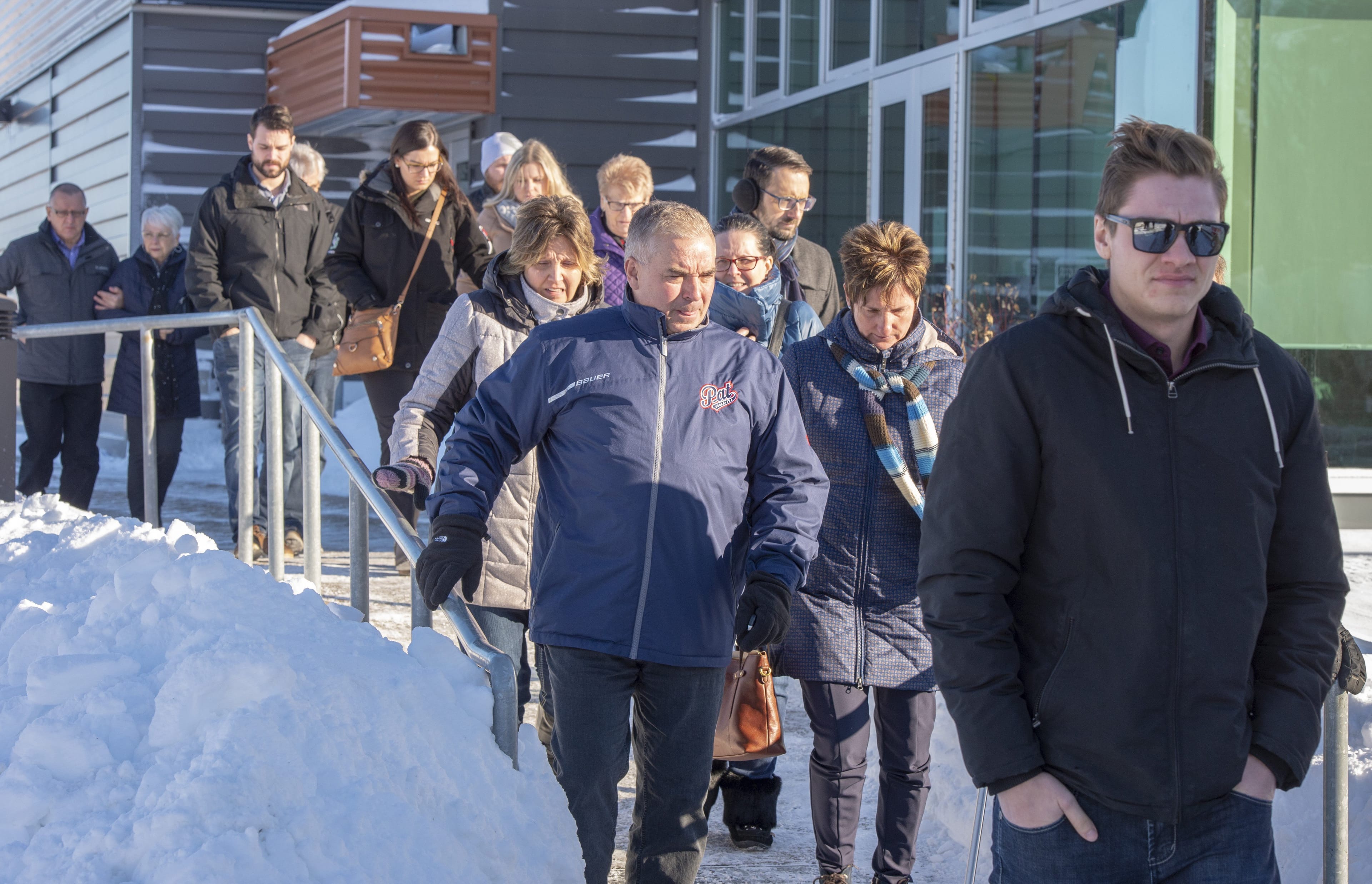 Family and friends leave for the lunch break at the sentencing hearing for Jaskirat Singh Sidhu on Monday, Jan. 28, 2019 in Melfort, Sask. (THE CANADIAN PRESS/Ryan Remiorz)