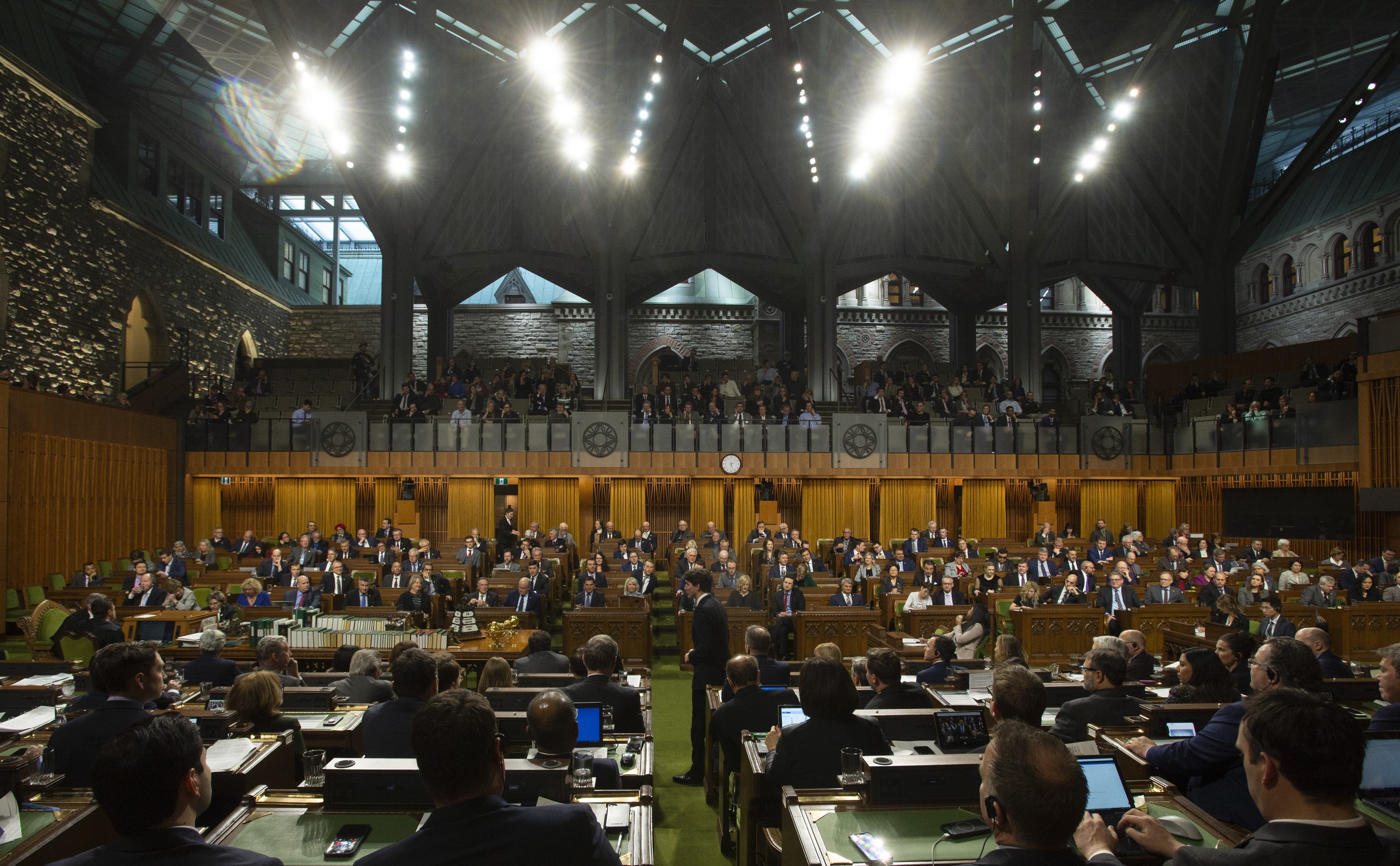 Prime Minister Justin Trudeau rises during Question Period in the House of Commons on Monday, Jan. 28, 2019. (THE CANADIAN PRESS/Adrian Wyld)