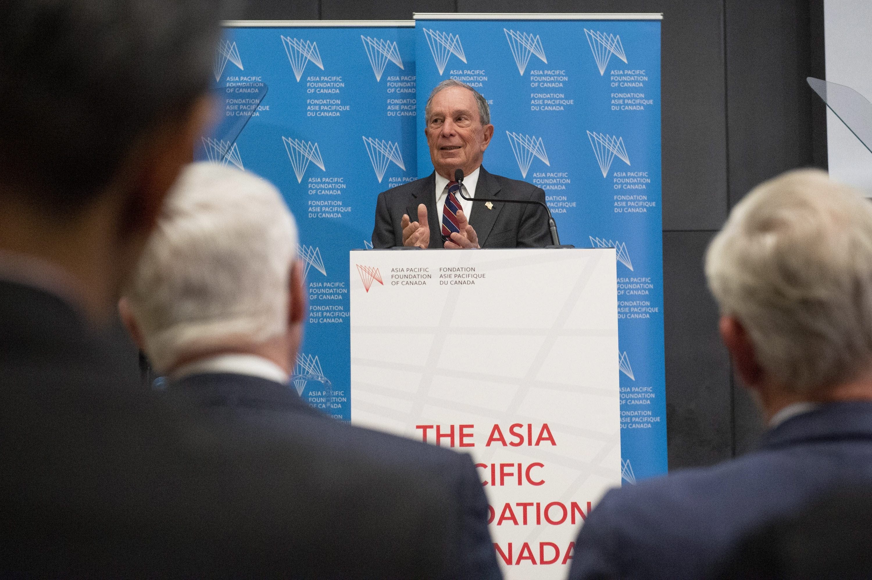 Michael R. Bloomberg addresses a sold-out crowd as the Asia Pacific Foundation of Canada's John H. McArthur Distinguished Fellow in Toronto on Tuesday January 15, 2019. The Canadian Press Images PHOTO/Asia Pacific Foundation of Canada