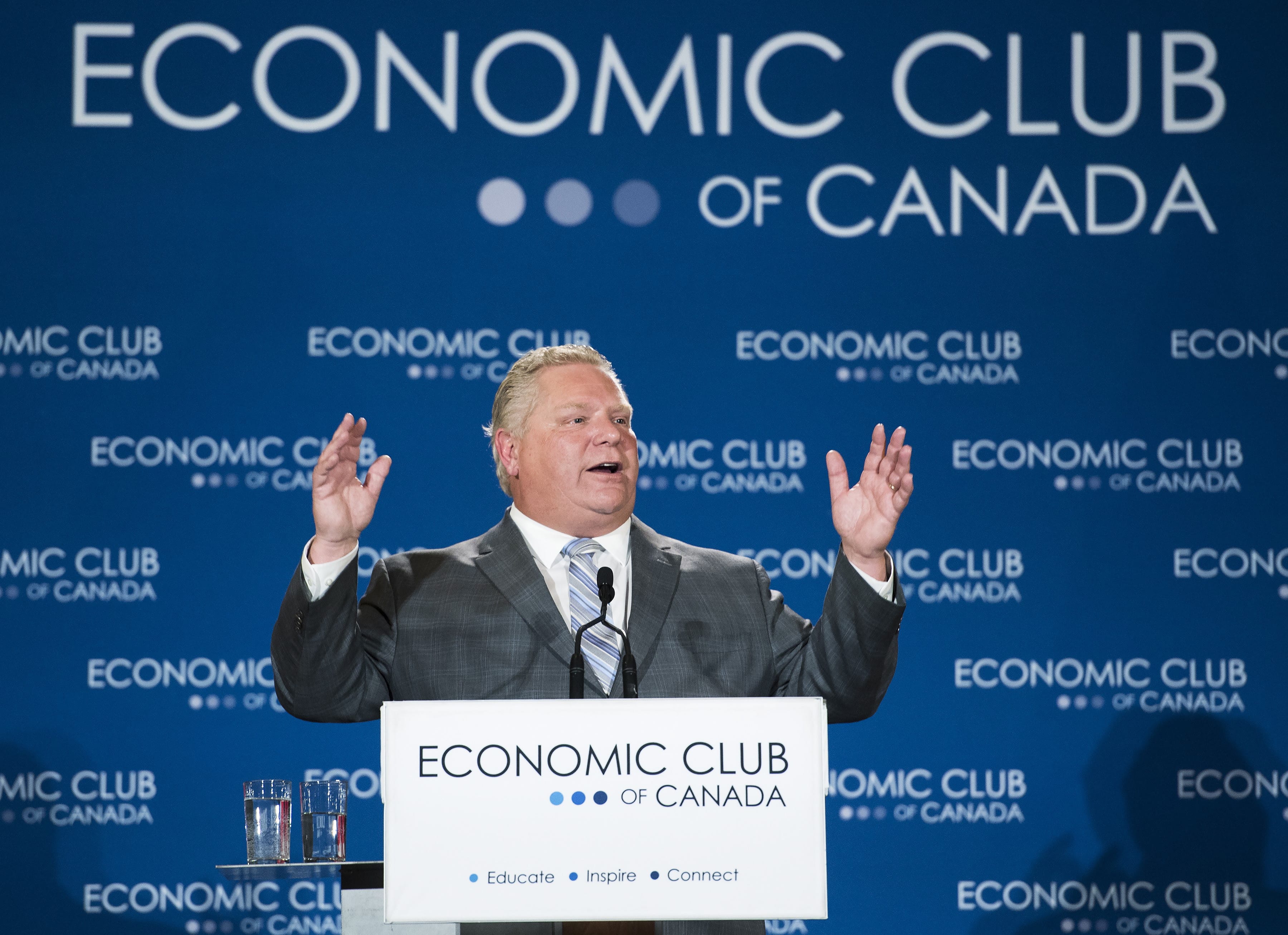 Ontario Premier Doug Ford speaks at the Economic Club of Canada in Toronto on Monday, January 21, 2019. THE CANADIAN PRESS/Nathan Denette