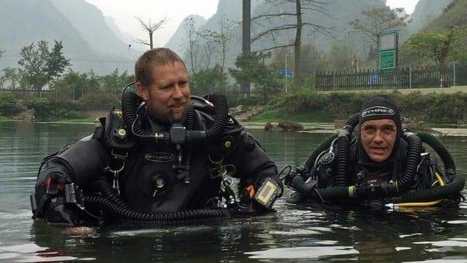 Australian divers Dr Richard Harris, left, and Craig Challen. (Heather Endall)