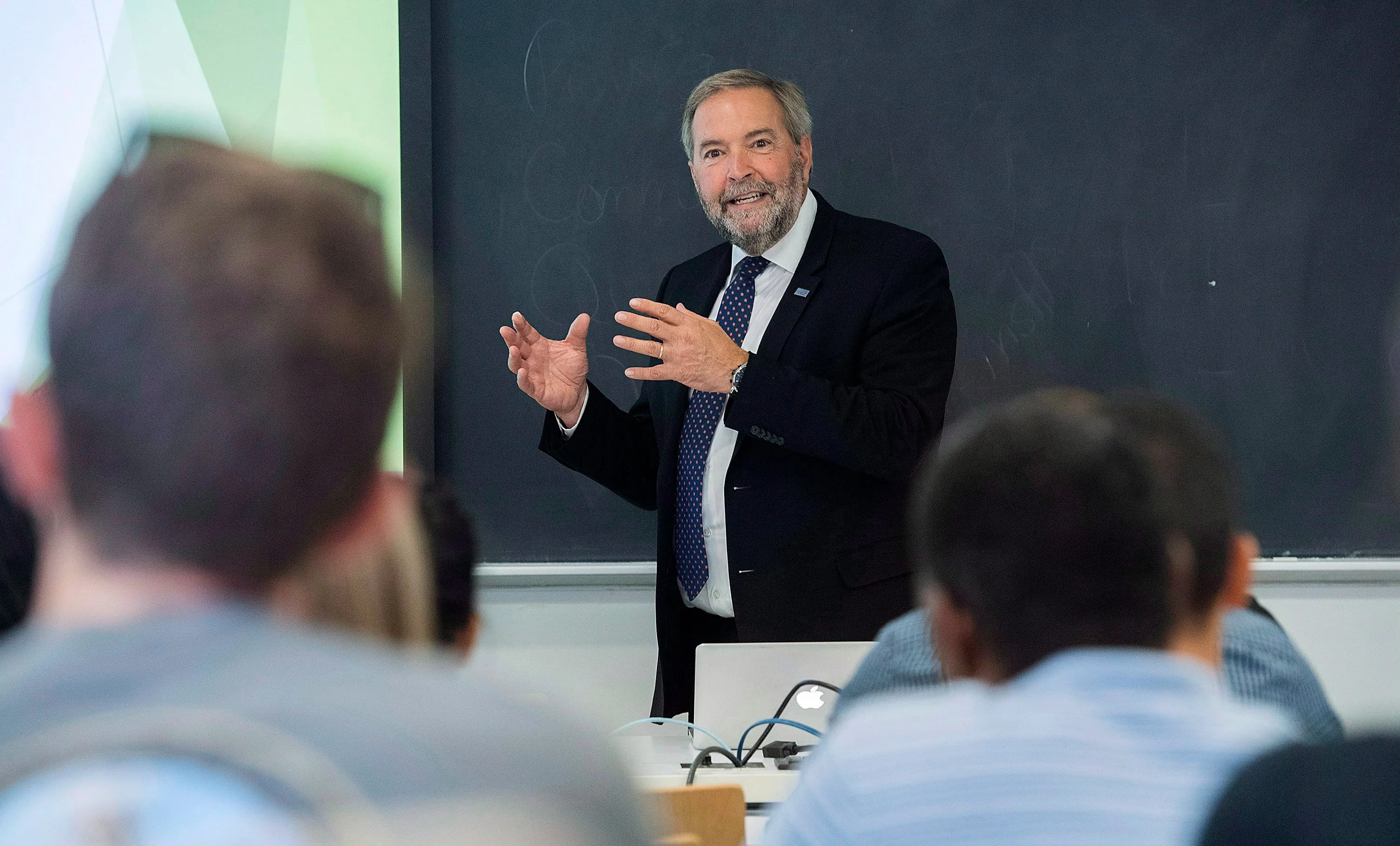 Mulcair teaching a class in September at the University of Montreal. (Graham Hughes/CP)