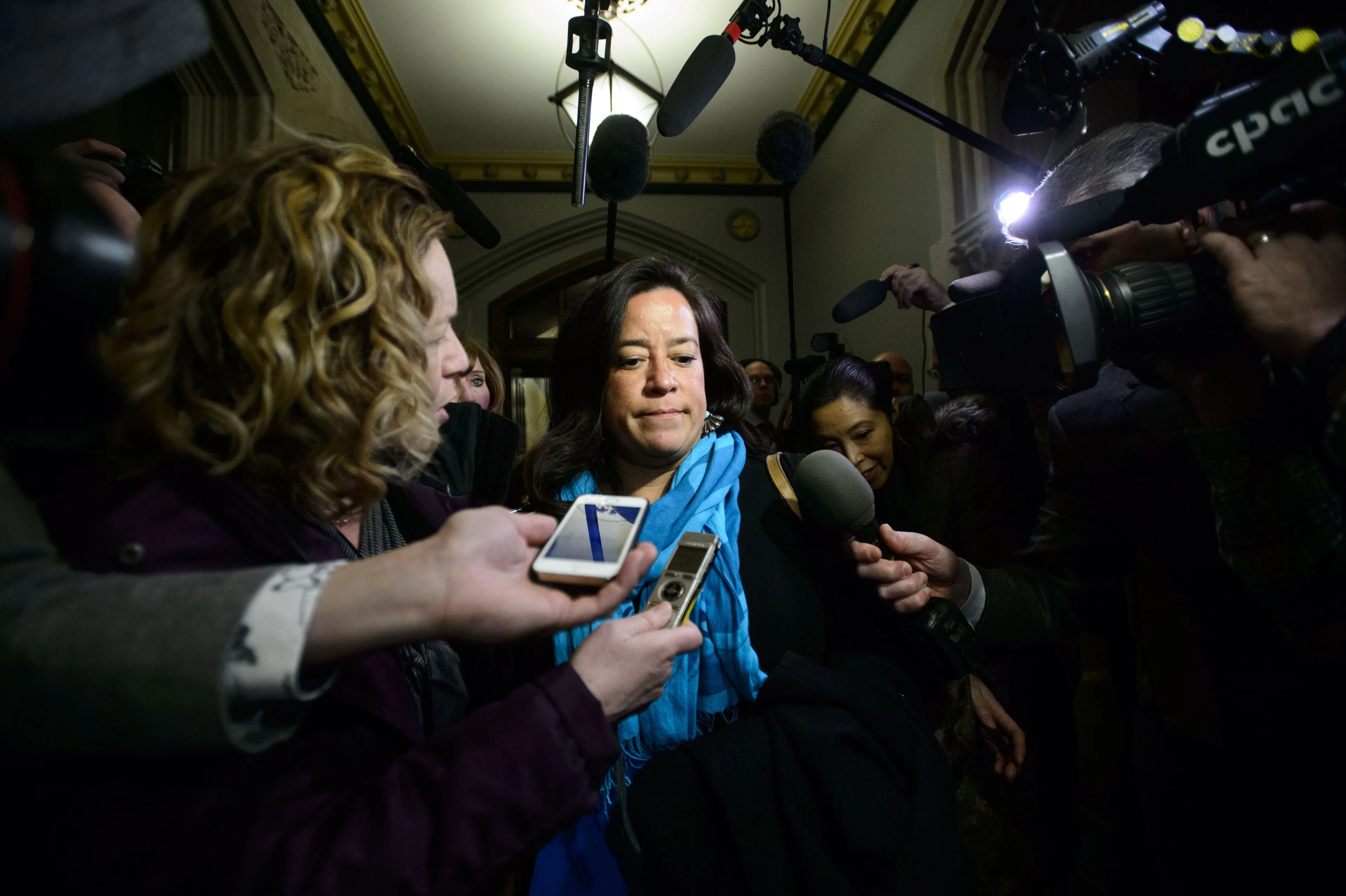 Wilson-Raybould arrives to a caucus meeting on Parliament Hill in Ottawa on Wednesday, Feb. 20, 2019. (THE CANADIAN PRESS/Sean Kilpatrick)