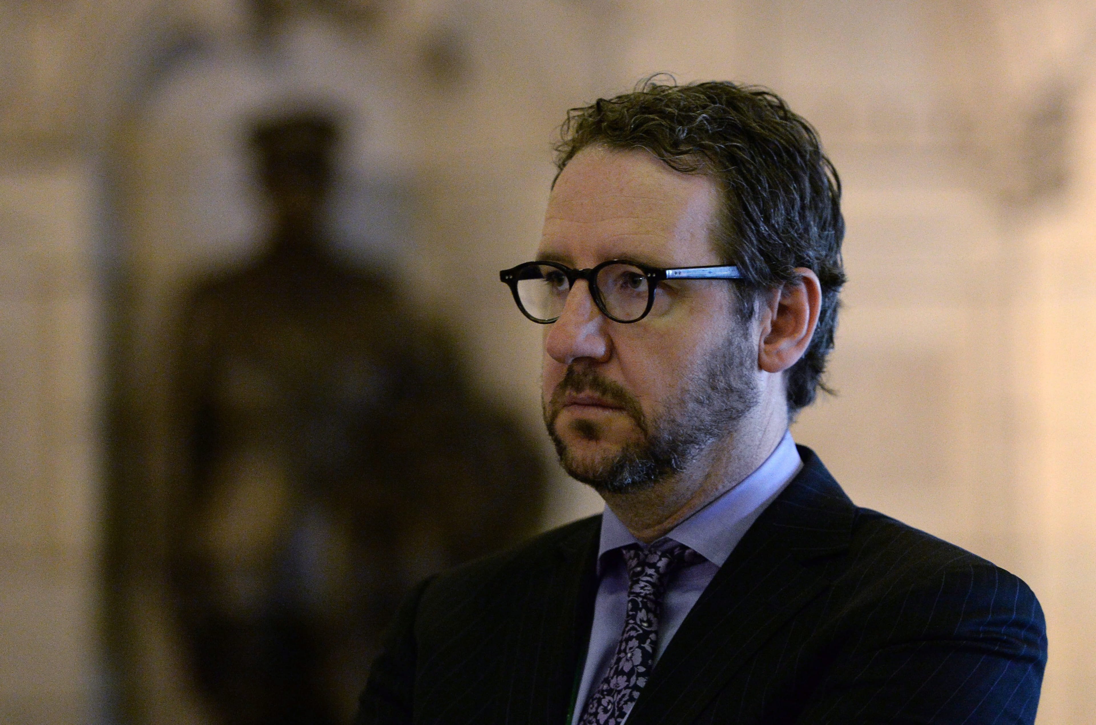 Gerald Butts looks on during a press conference on Parliament Hill in Ottawa on Wednesday, April 30, 2014. (Sean Kilpatrick/CP)