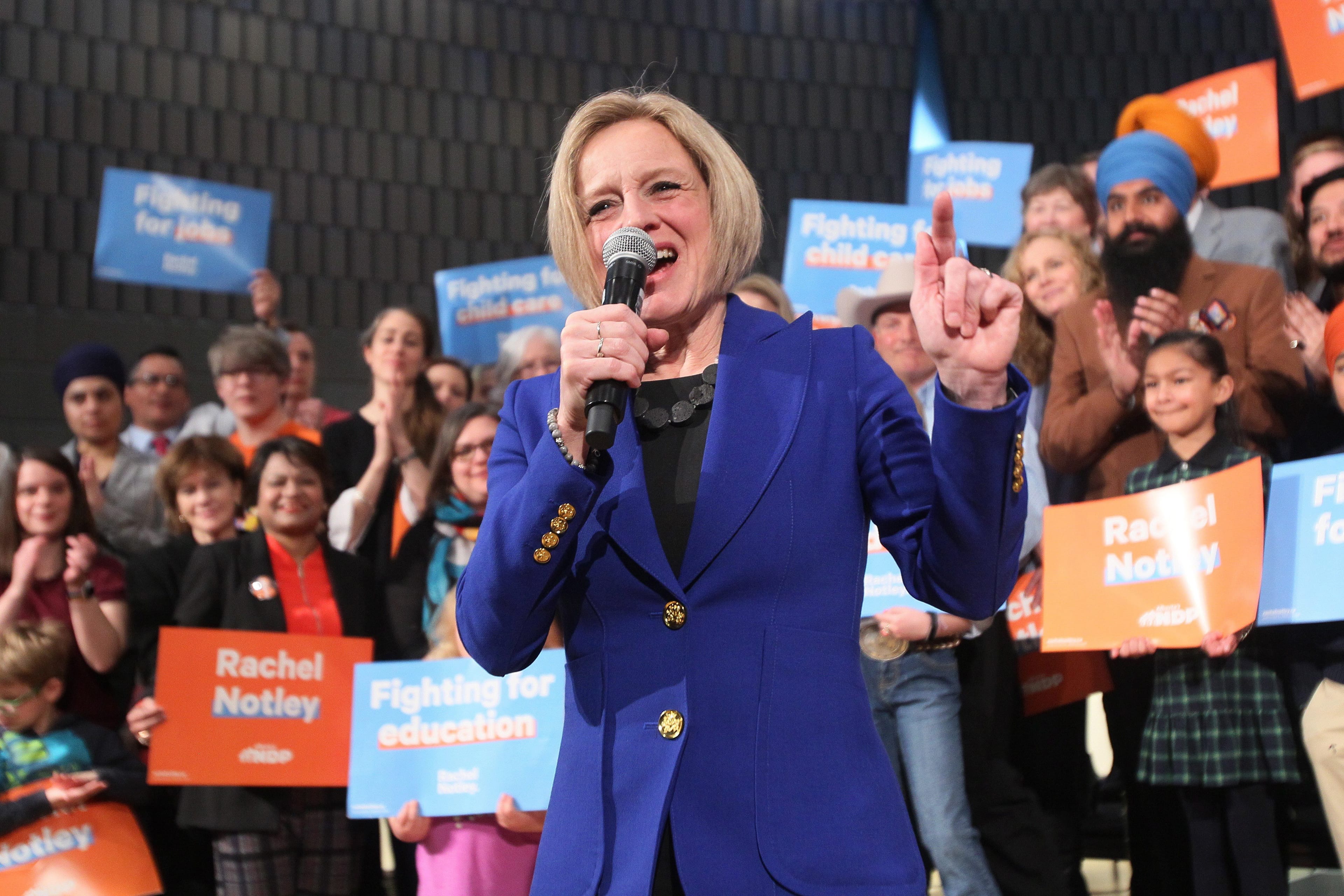 Notley makes an election announcement in Calgary on Tuesday, March 19, 2019. (Dave Chidley/CP)