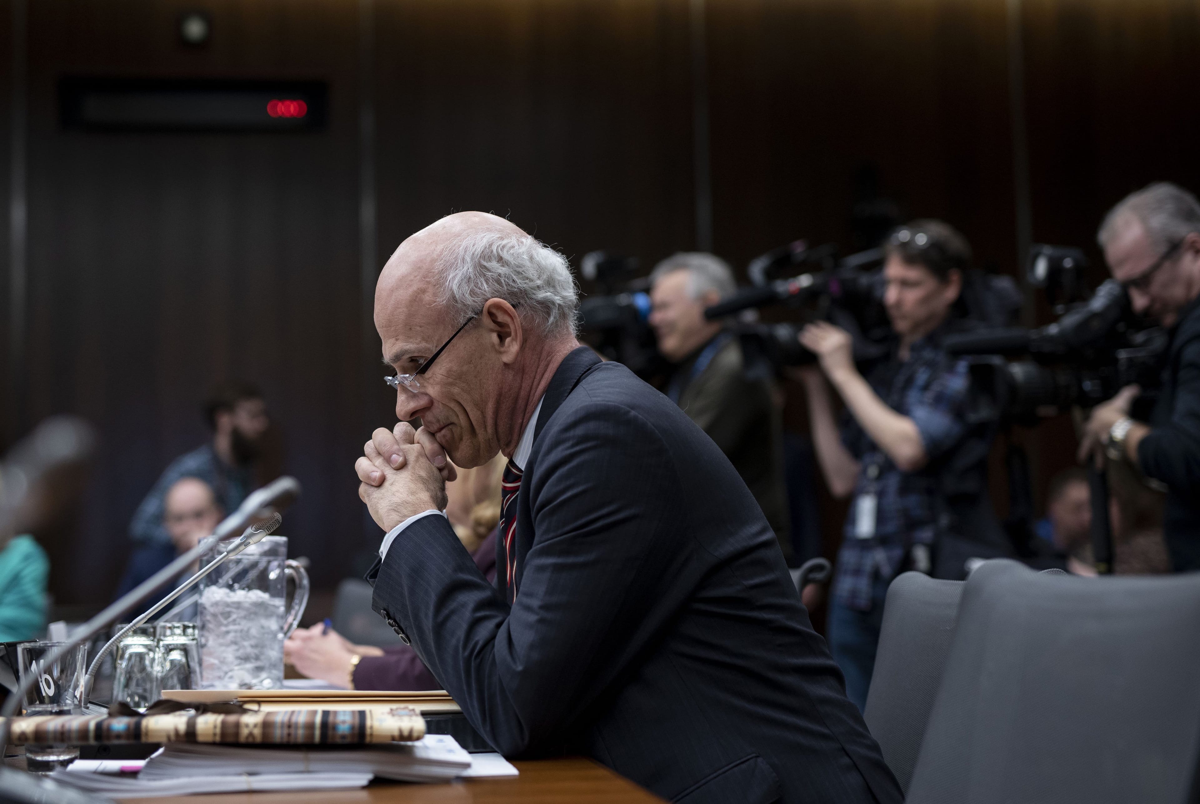Clerk of the Privy Council Michael Wernick prepares to appear before the Standing Committee on Justice and Human Rights regarding the SNC Lavalin affair, on Parliament Hill in Ottawa on Wednesday, March 6, 2019. (THE CANADIAN PRESS/Justin Tang)