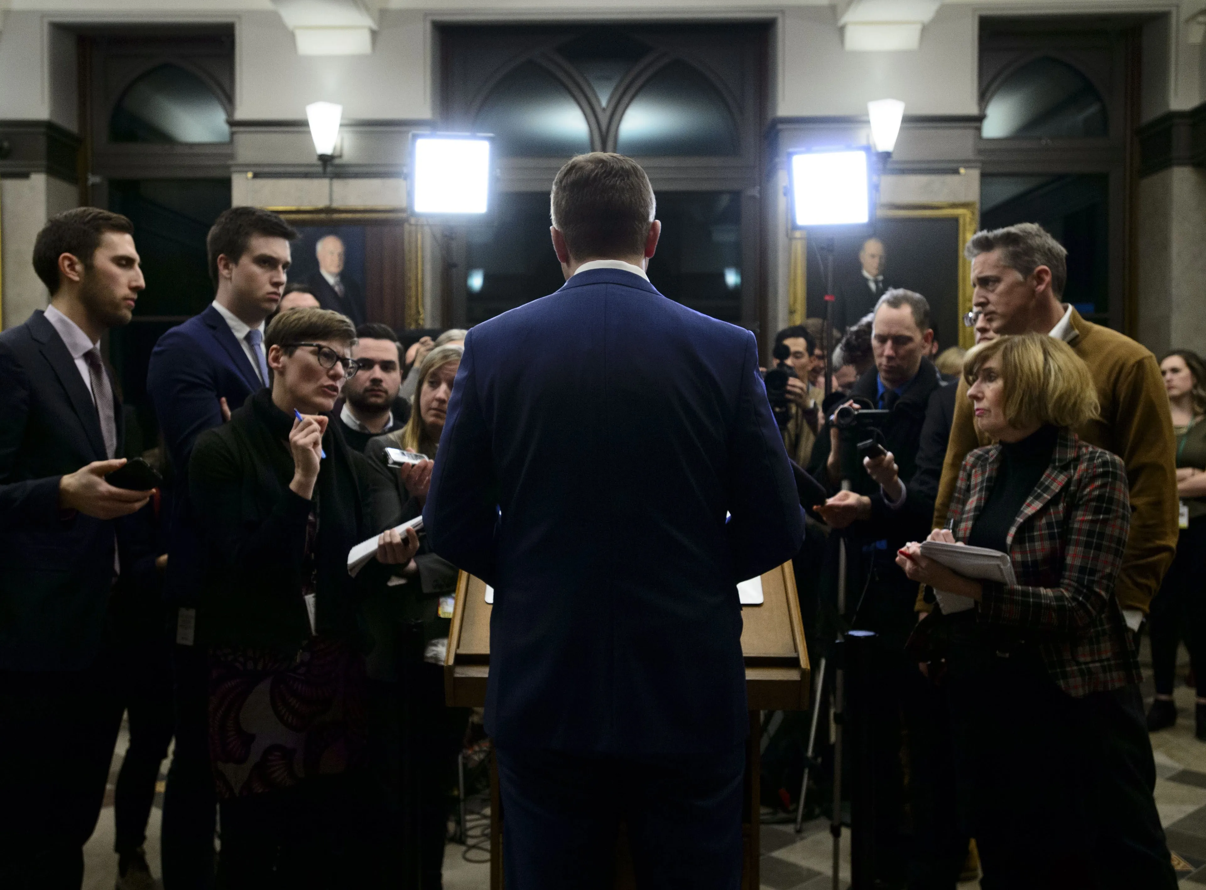 Conservative Leader Andrew Scheer faces reporters in Ottawa (Sean Kilpatrick/CP)