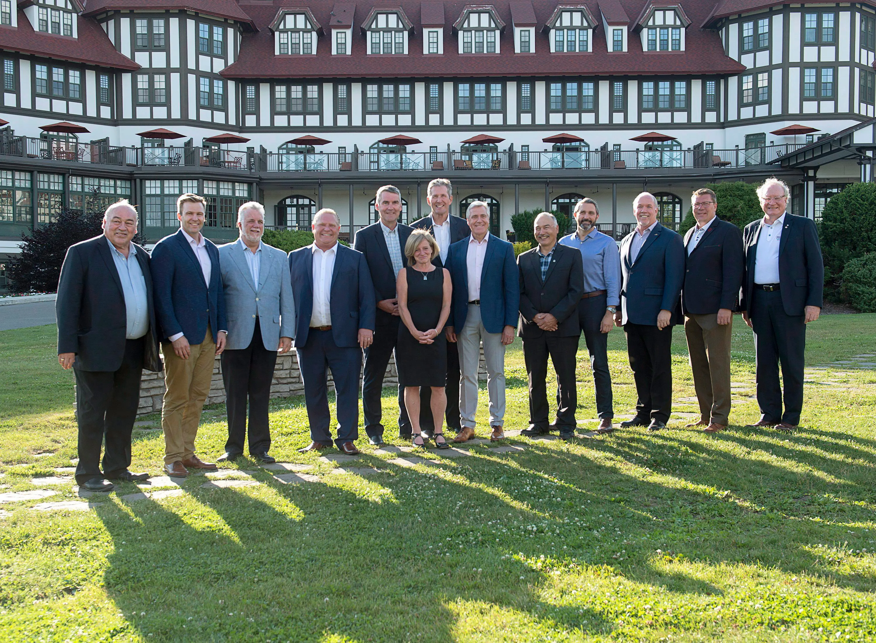 Canada's premiers pose for an official photo on the lawn of the Algonquin Resort in St. Andrews, N.B., on Wednesday, July 18, 2018. (CP/Andrew Vaughan)