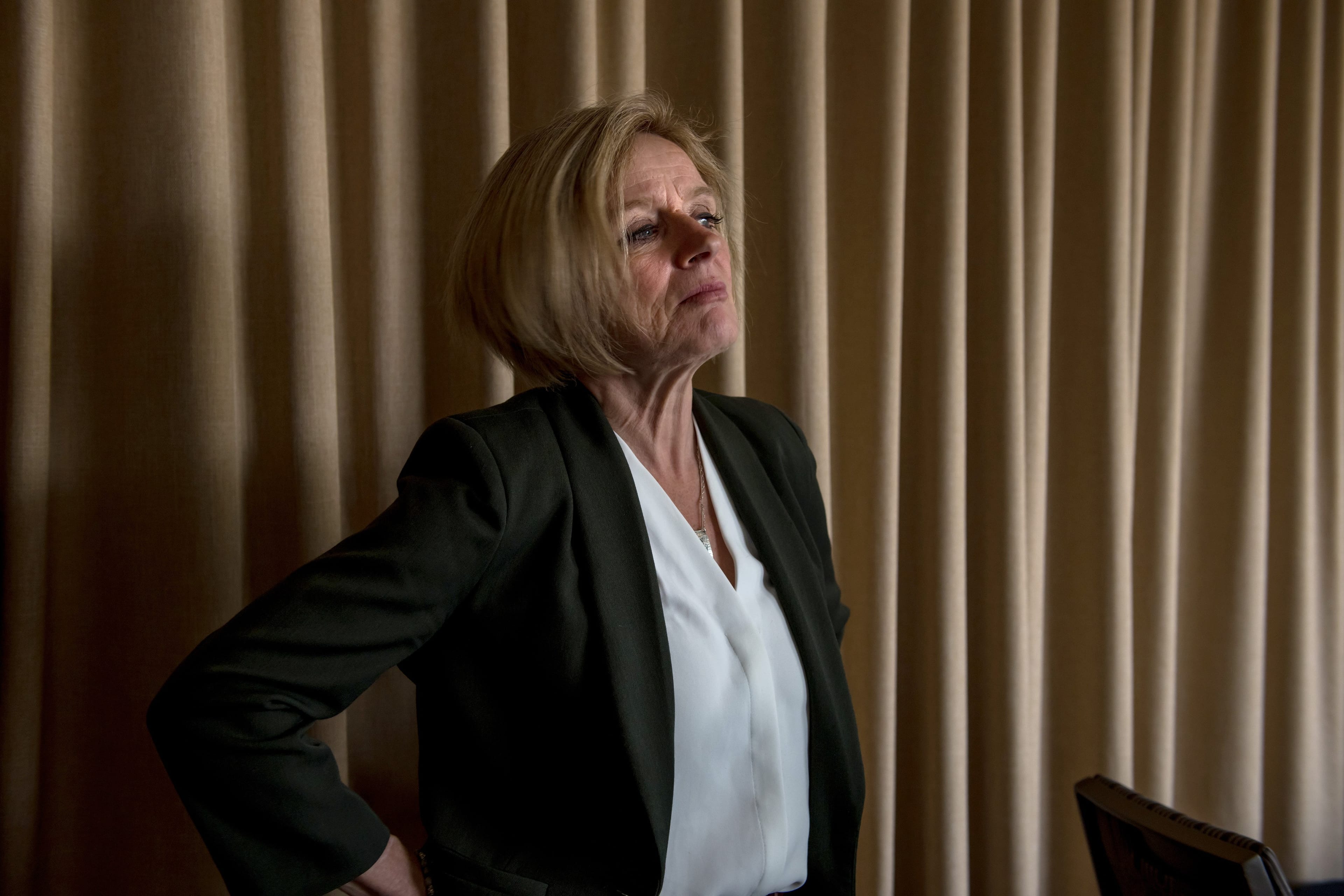 The Premier of Alberta Rachel Notley during her interview with Jen Gerson in Calgary, on April 10, 2019. (Photograph by Guillaume Nolet)