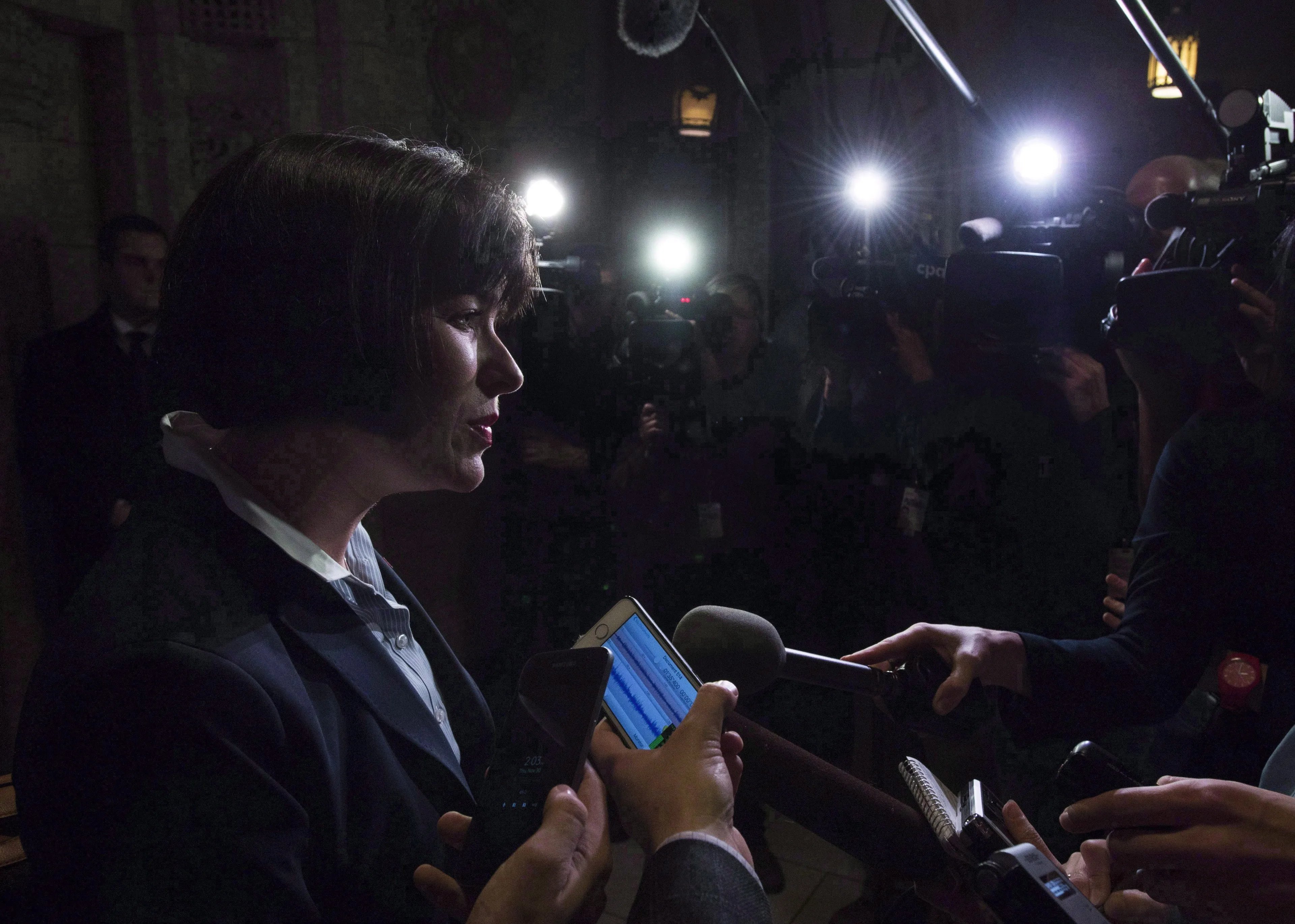Minister of Health Ginette Petitpas Taylor speaks outside the House of Commons, in Ottawa on Thursday, Nov. 30, 2017., about medical assistance in dying (Adrian Wyld/CP)