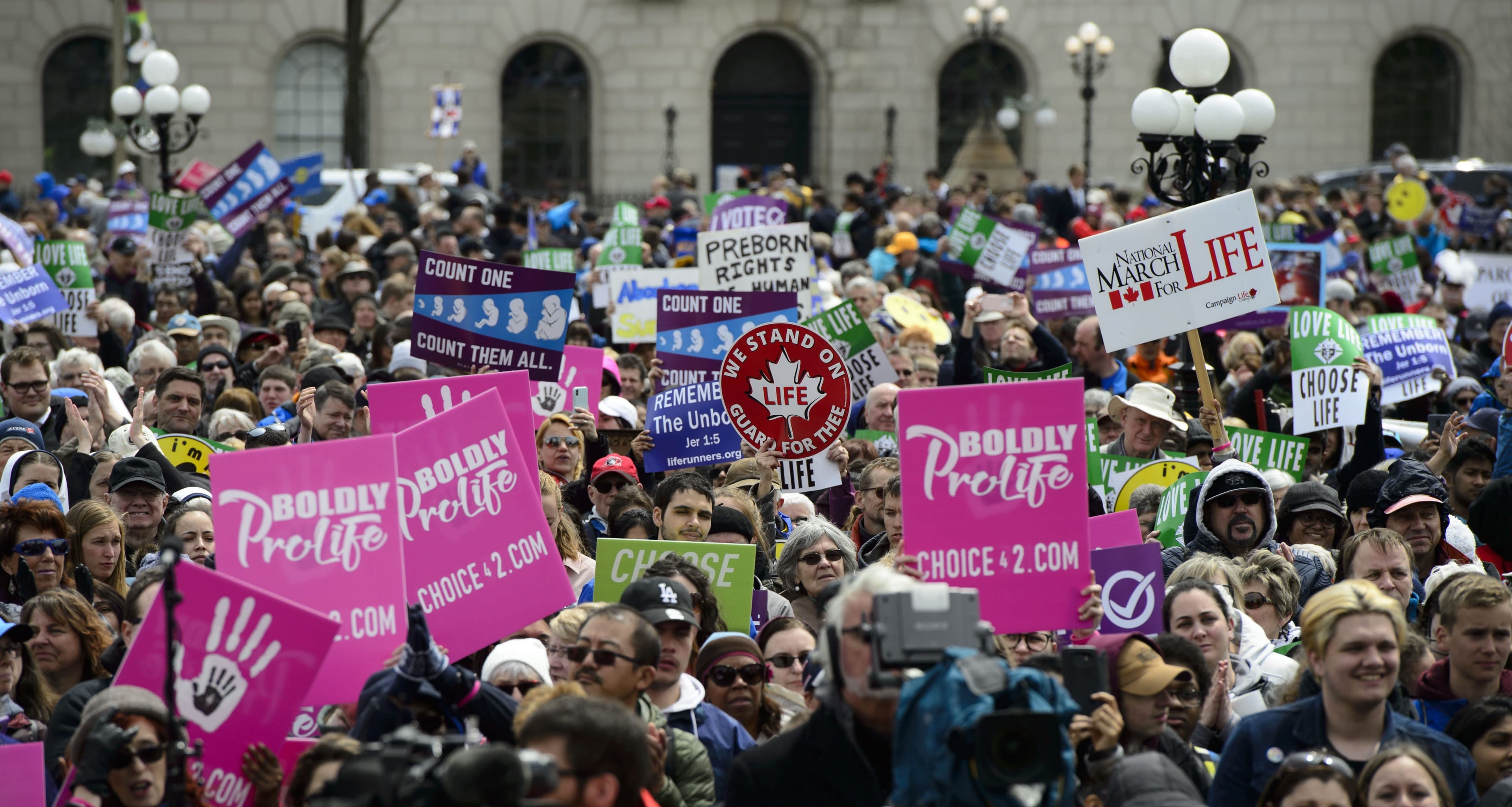 People take part in the March For Life rally on Parliament Hill in Ottawa on May 9, 2019. (Sean Kilpatrick/The Canadian Press)