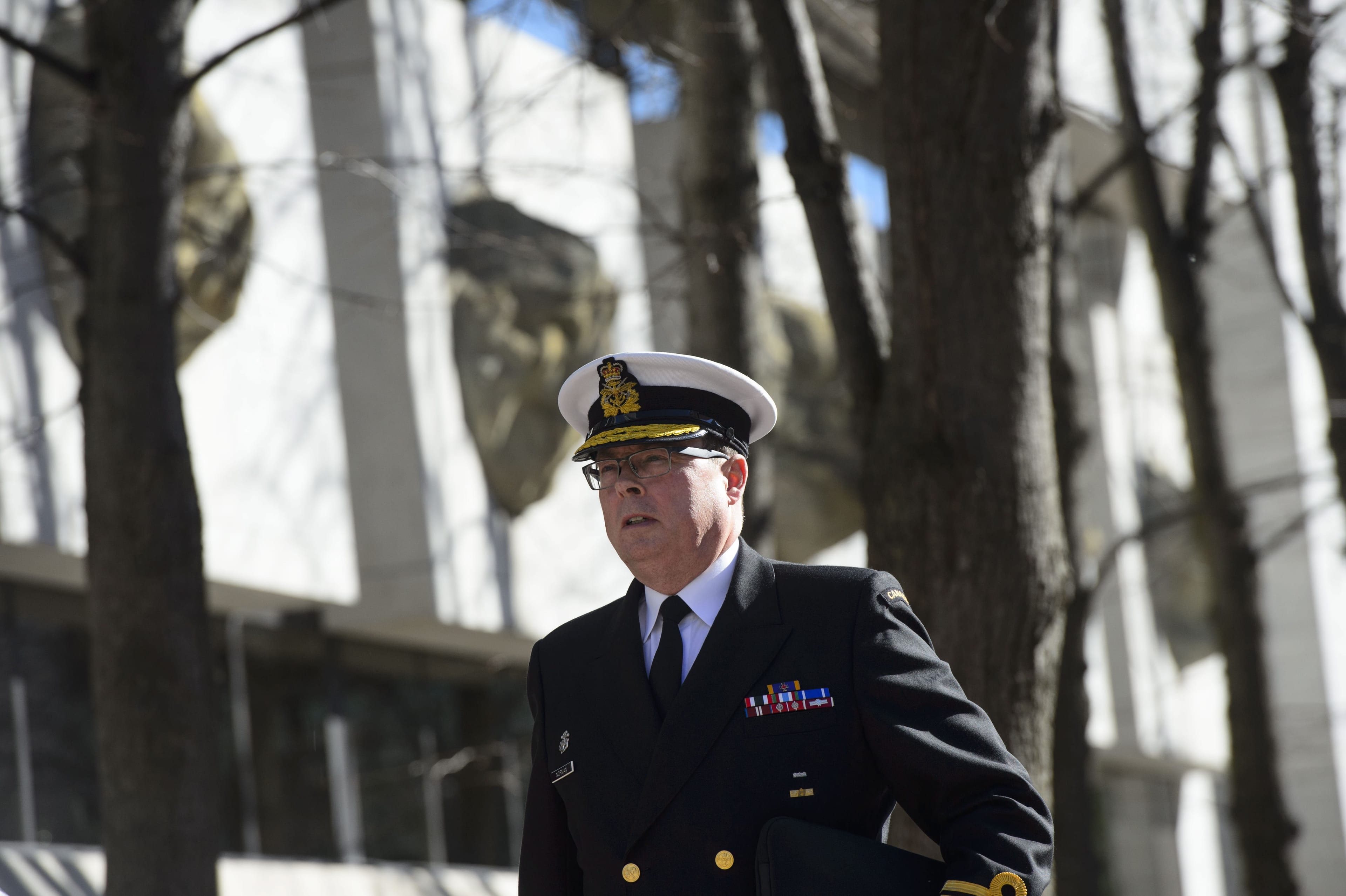 Vice Admiral Mark Norman arrives at court in Ottawa on Tuesday, April 16, 2019. (Sean Kilpatrick/CP)