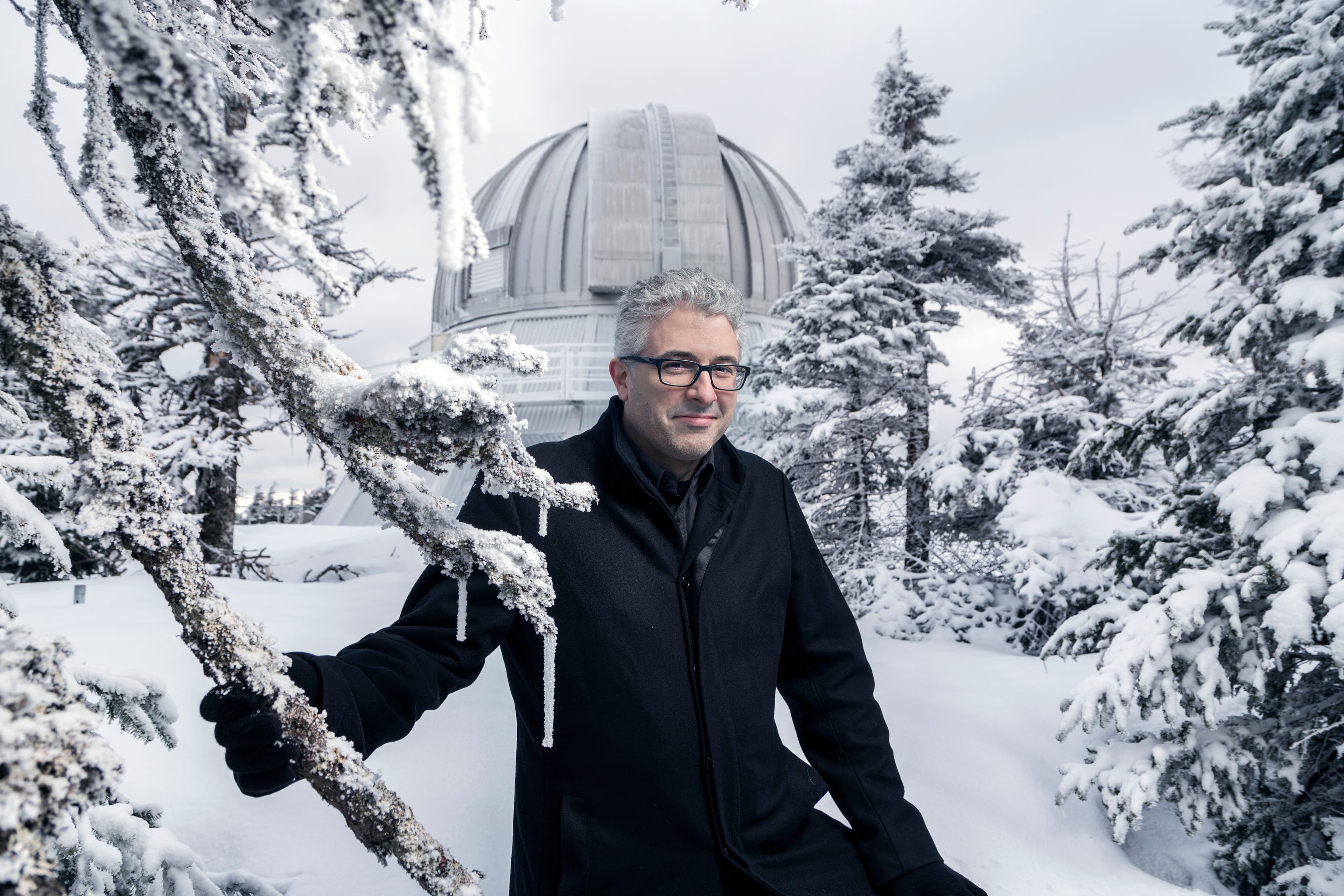 Astro-physicist Philippe Fournier photographed at the Mont-Mégantic Observatory on the 28th of April 2019. (Photograph by Roger LeMoyne)