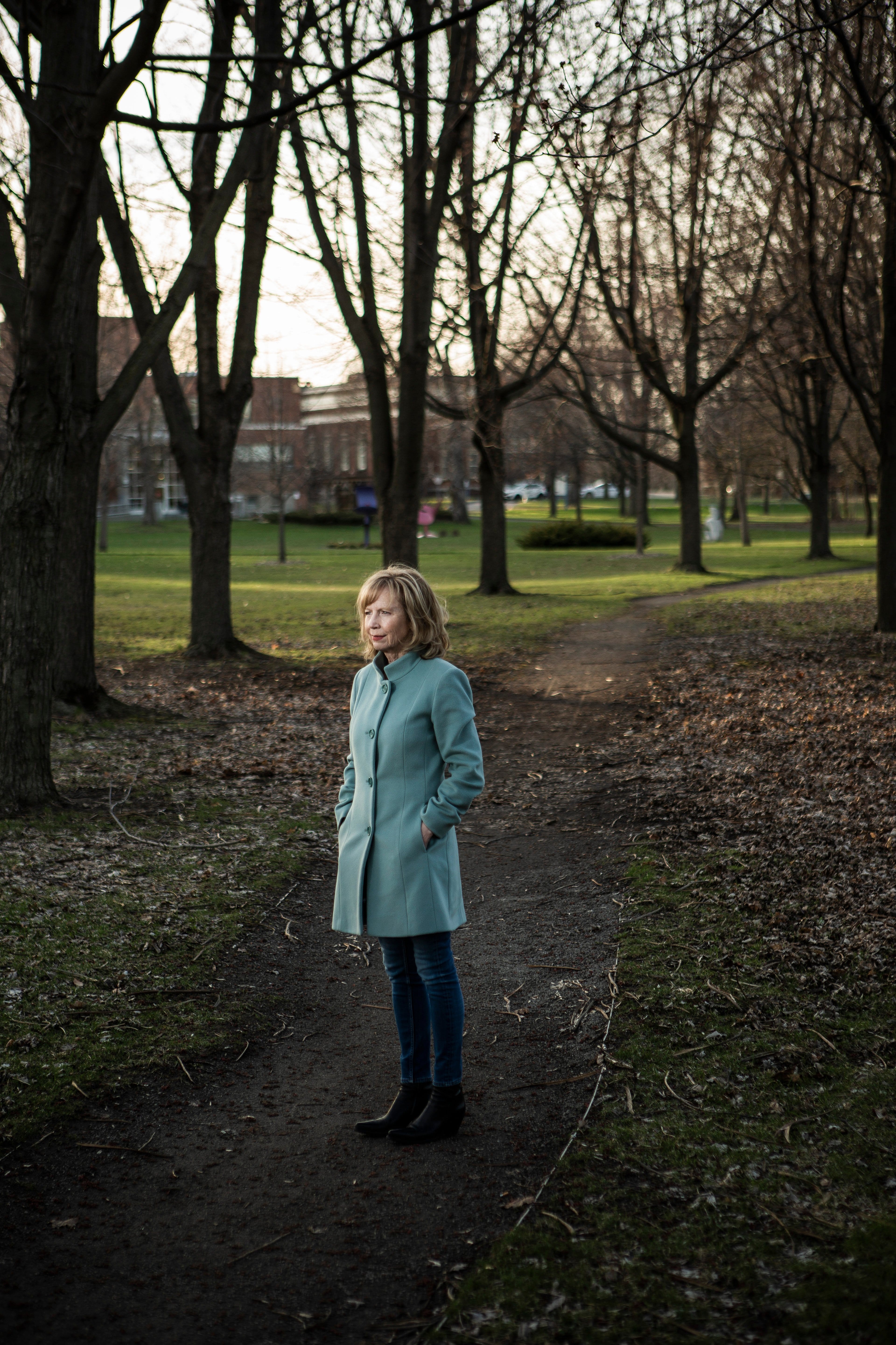 Doherty on the grounds of the Douglas hospital, where she met the patients who appear in her book (Photograph by Will Lew)