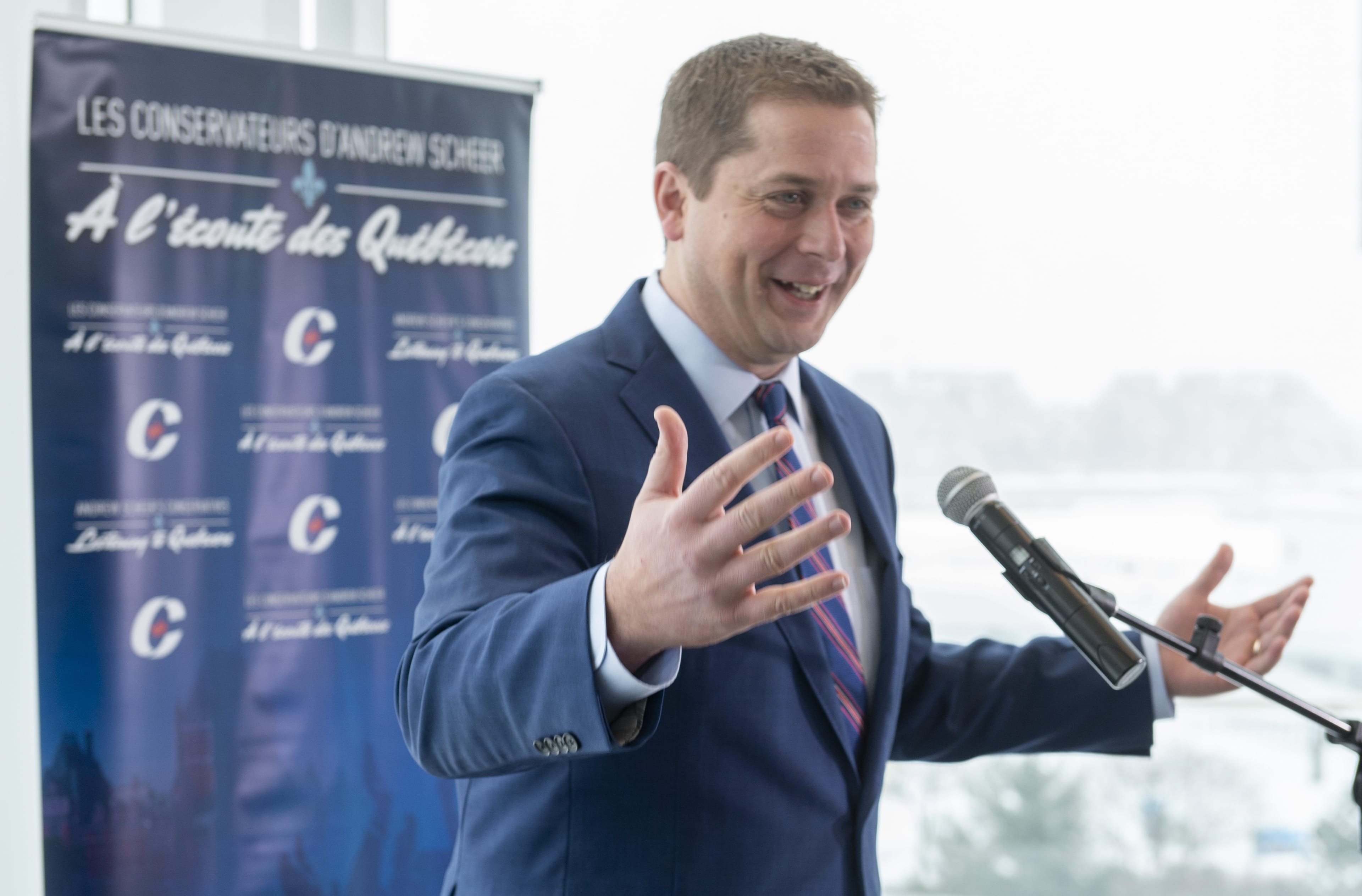Conservative Leader Andrew Scheer responds to a question during a news conference in Montreal on Jan. 21, 2019 (Paul Chiasson/CP)