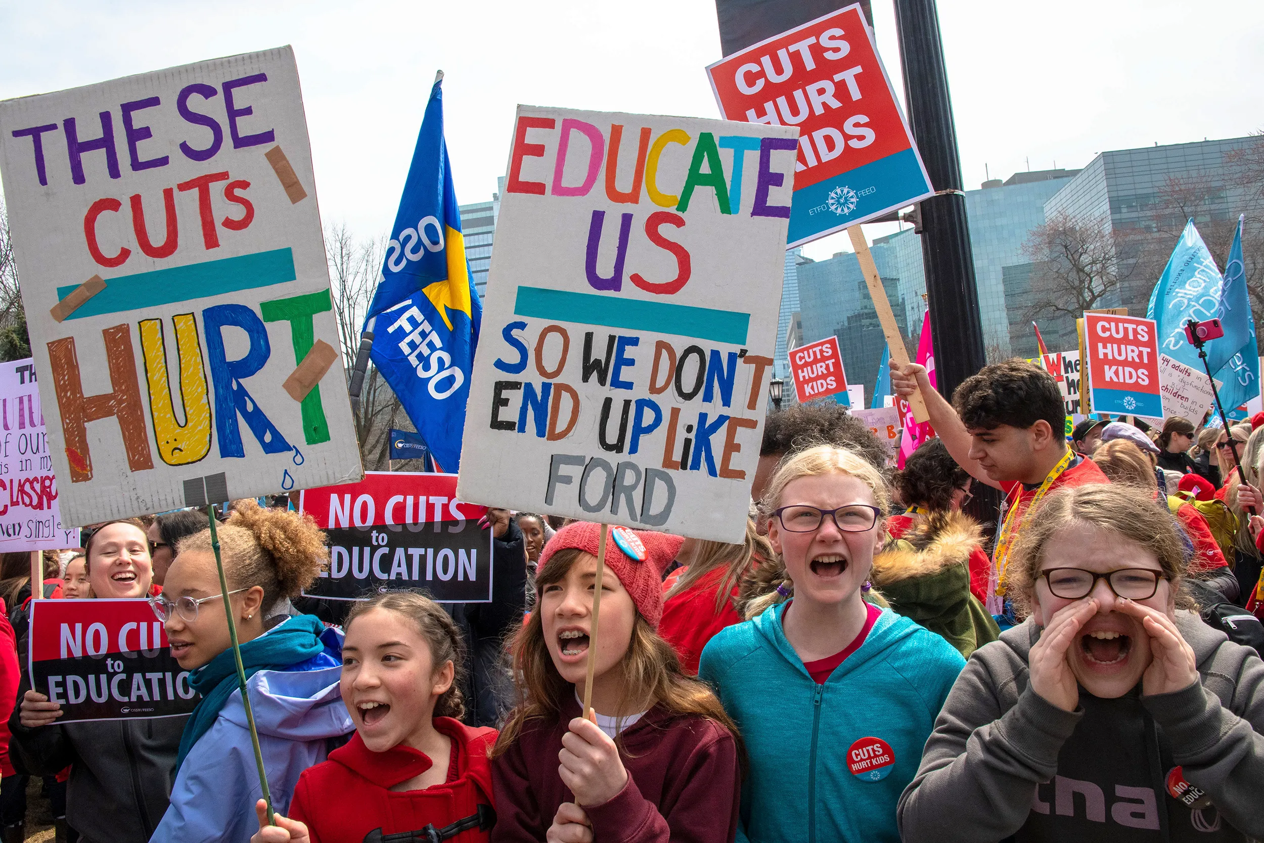 Students protest the Ford government’s cuts in Toronto: hurting more than just the vulnerable (Roberto Machado Noa/Getty Images)