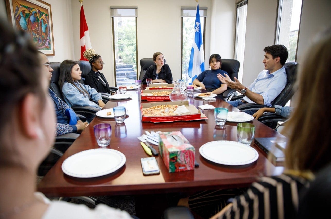 Justin Trudeau speaks with the Papineau Youth Council in Montreal on June 24, 2019. (HO/CP, Twitter, @JustinTrudeau)