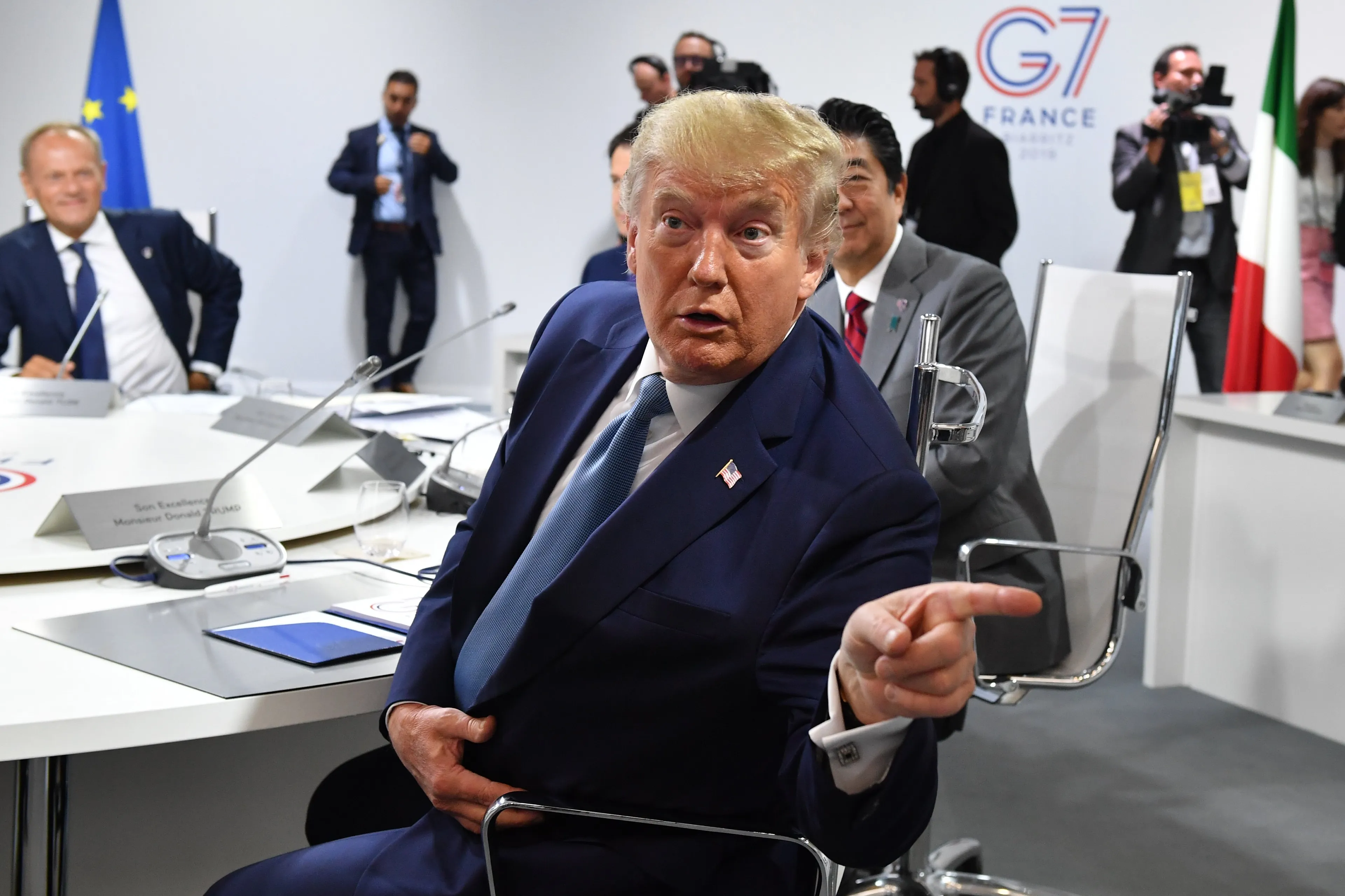 Trump attends the first working session of the G7 Summit on Aug. 25, 2019 in Biarritz, France (Jeff J Mitchell/Getty Images)
