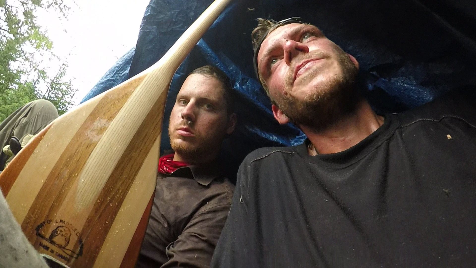 A selfie of Hönstch, right, and Wagner taking shelter in the middle of their trek out of the northern Manitoba wilderness (Photo: John Höntsch and Wolf Wagner)
